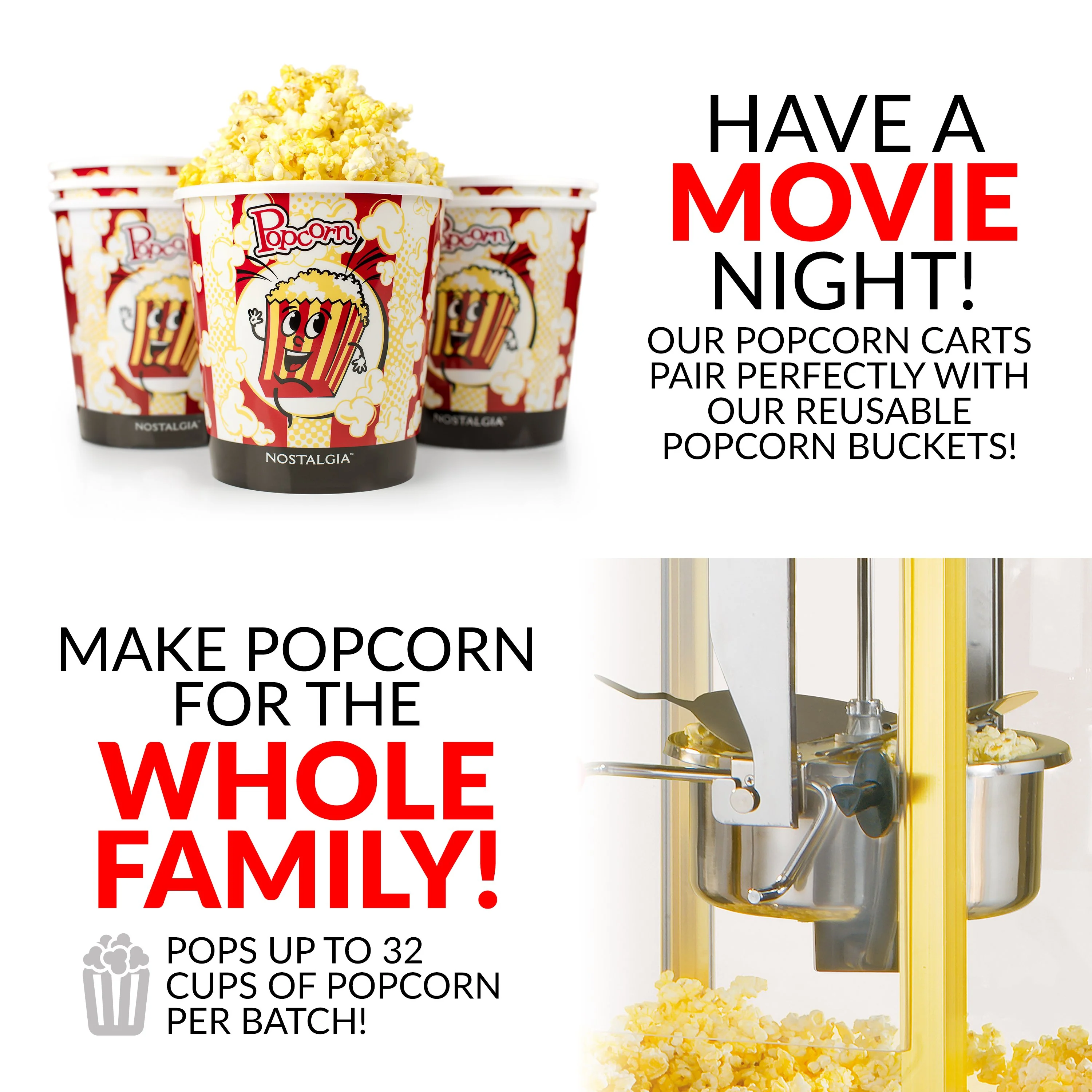 Vintage Professional Popcorn Cart - NEW 8-Ounce Kettle - 53 Inches Tall - Inhomebuy