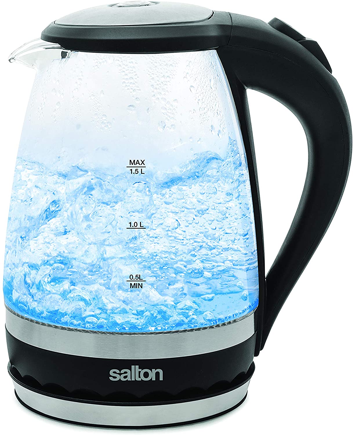 Salton cordless Kettle: 1.5L, 1100W, glass body w/black trim | GK-1831 - Inhomebuy