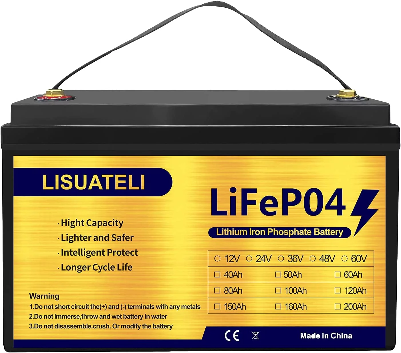 LISUATELI 12V 100Ah Lifepo4 Lithium Batteries  Deep Cycles for Golf Cart Solar RV Camper Marine Battery  1280Wh with 100A BMS - Inhomebuy