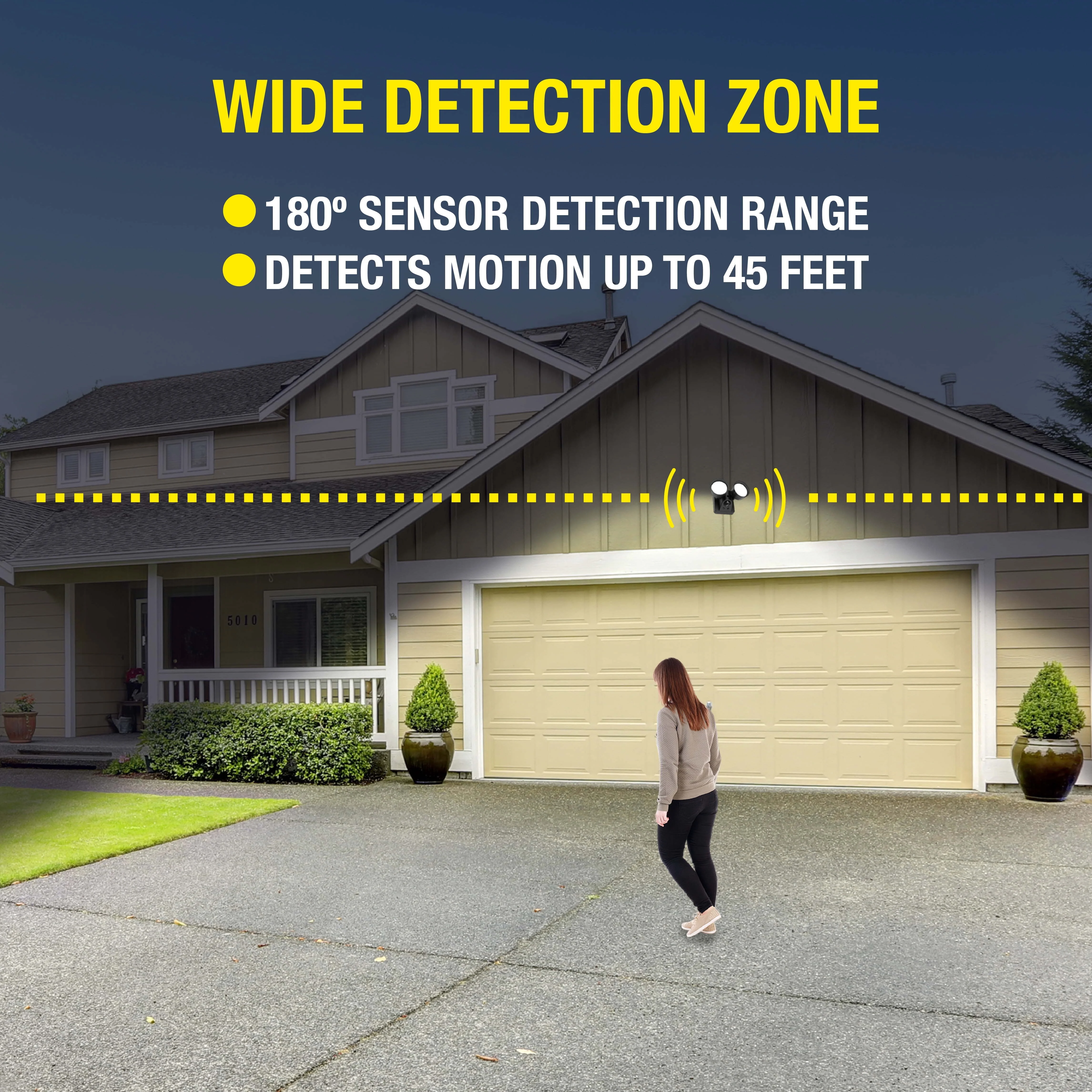 Hyper Tough 2-Head LED Direct Wire Motion Sensing Outdoor Security Light, Black, 120 degree, 2500 Lumens, 120V - Inhomebuy