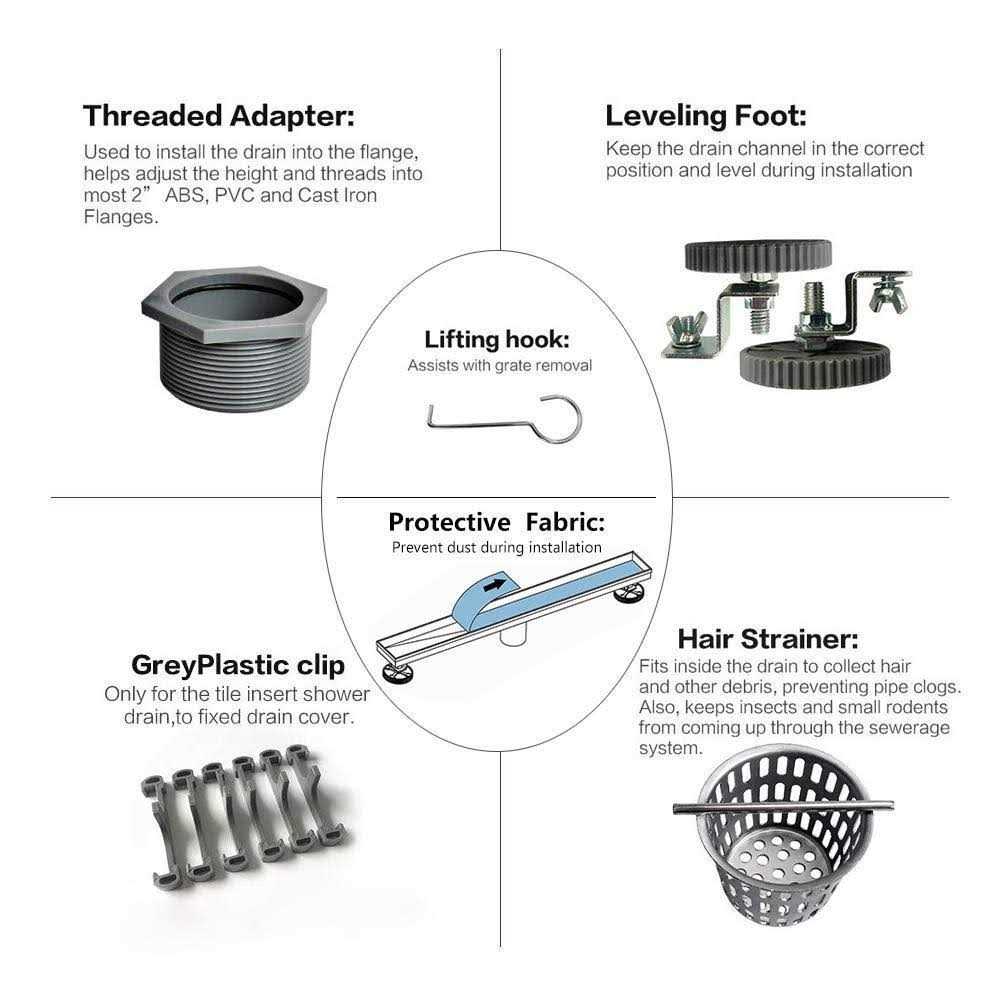 Neodrain Linear Shower Drain with Tile Insert Grate - Inhomebuy