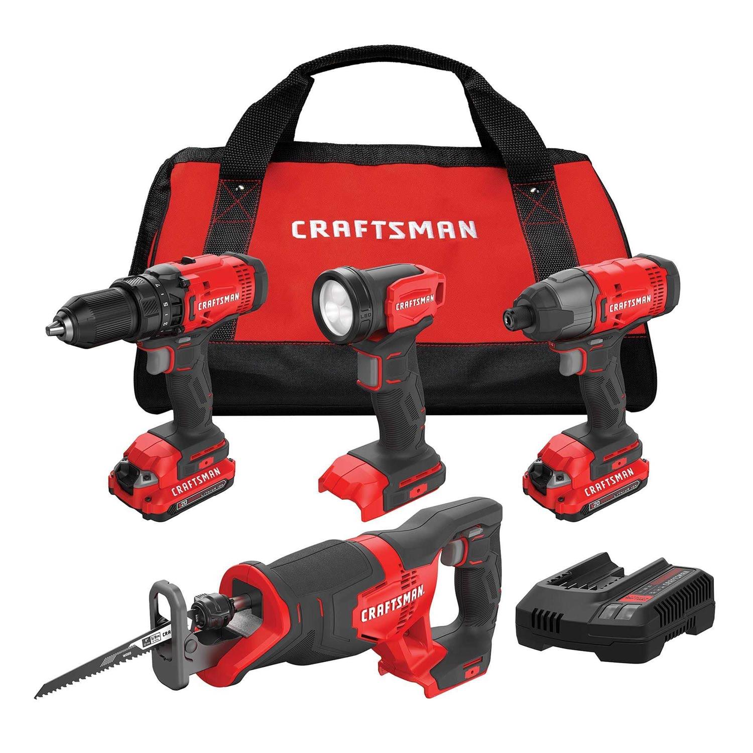 Craftsman V20 2-Tool 20-Volt Max Lithium Ion (Li-Ion) Cordless Combo Kit Cmck200c2-10Lw - Inhomebuy