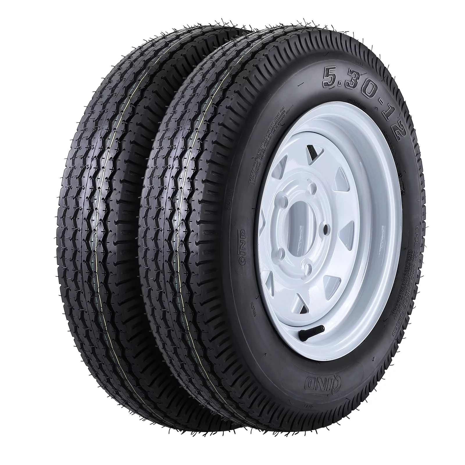 Tookss 2 Packs 5.30-12 5.30x12 530-12 5.30-12 Trailer Tires with 12 inch Rims, 5 Lug on 4.5'', LoadC, 6PR - Inhomebuy
