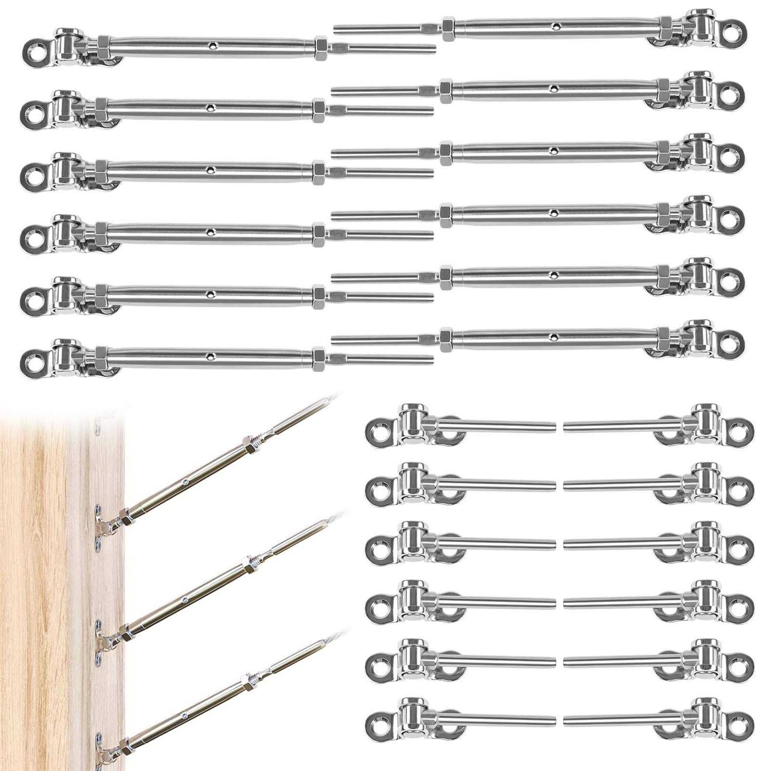 Muzata Cable Railing Kit 1/8 Swage Toggle Turnbuckle Hardware T316 Stainless Steel For Wood Post Woodeasy System Angle 180° Adjustable - Inhomebuy