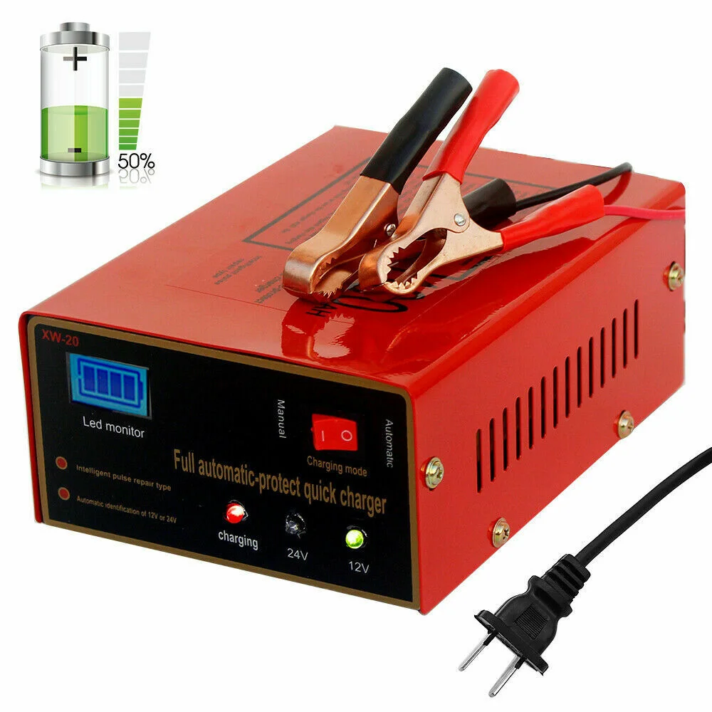 Kqiang Maintenance-Free Battery Charger 12V/24V 10A 140W Output For Electric Car Best - Inhomebuy