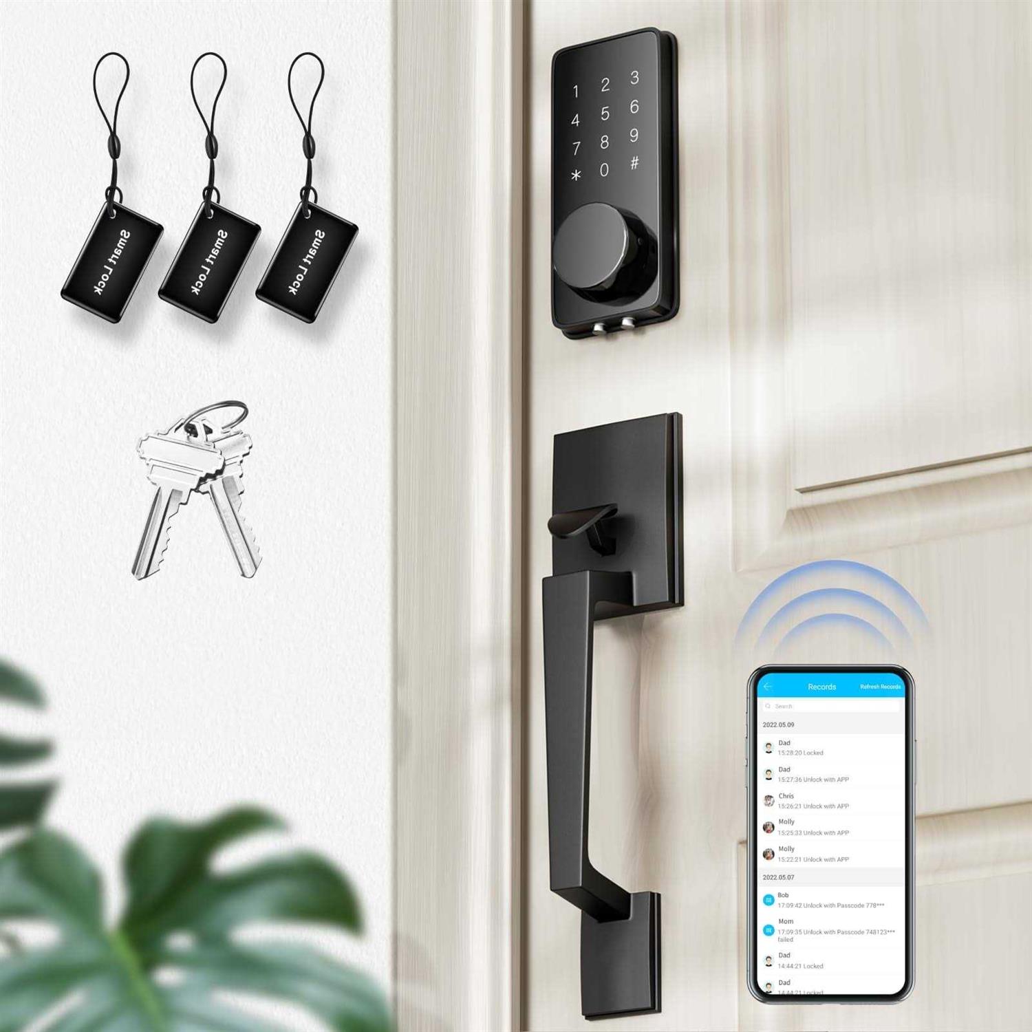 Front Door Lock Set ADIUIVE Fingerprint Keyless Entry Door Lock with Handle - Inhomebuy