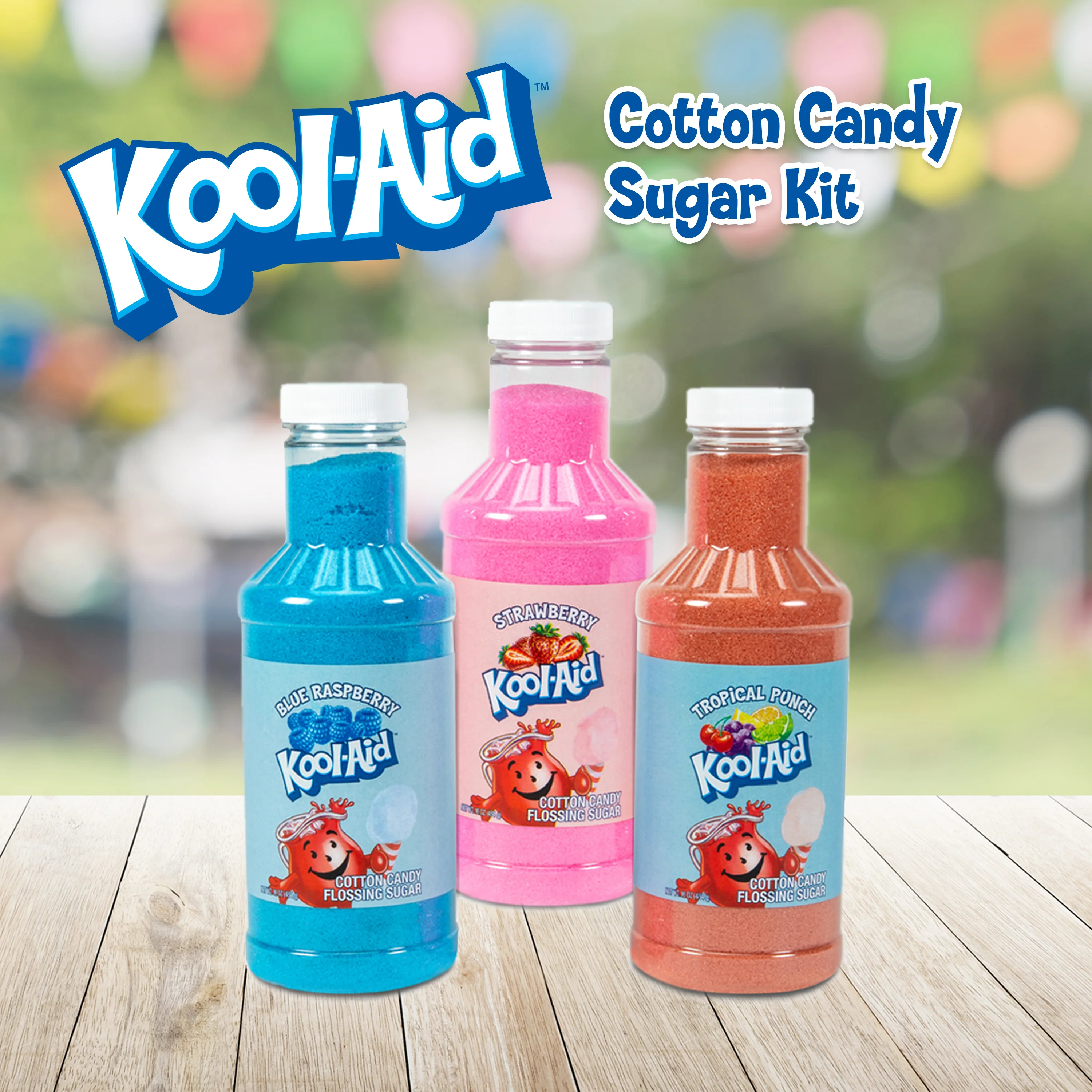 Kool-Aid Cotton Candy Flossing Sugar �?Blue Raspberry, Strawberry, Tropical Punch �?3 Pack - Inhomebuy