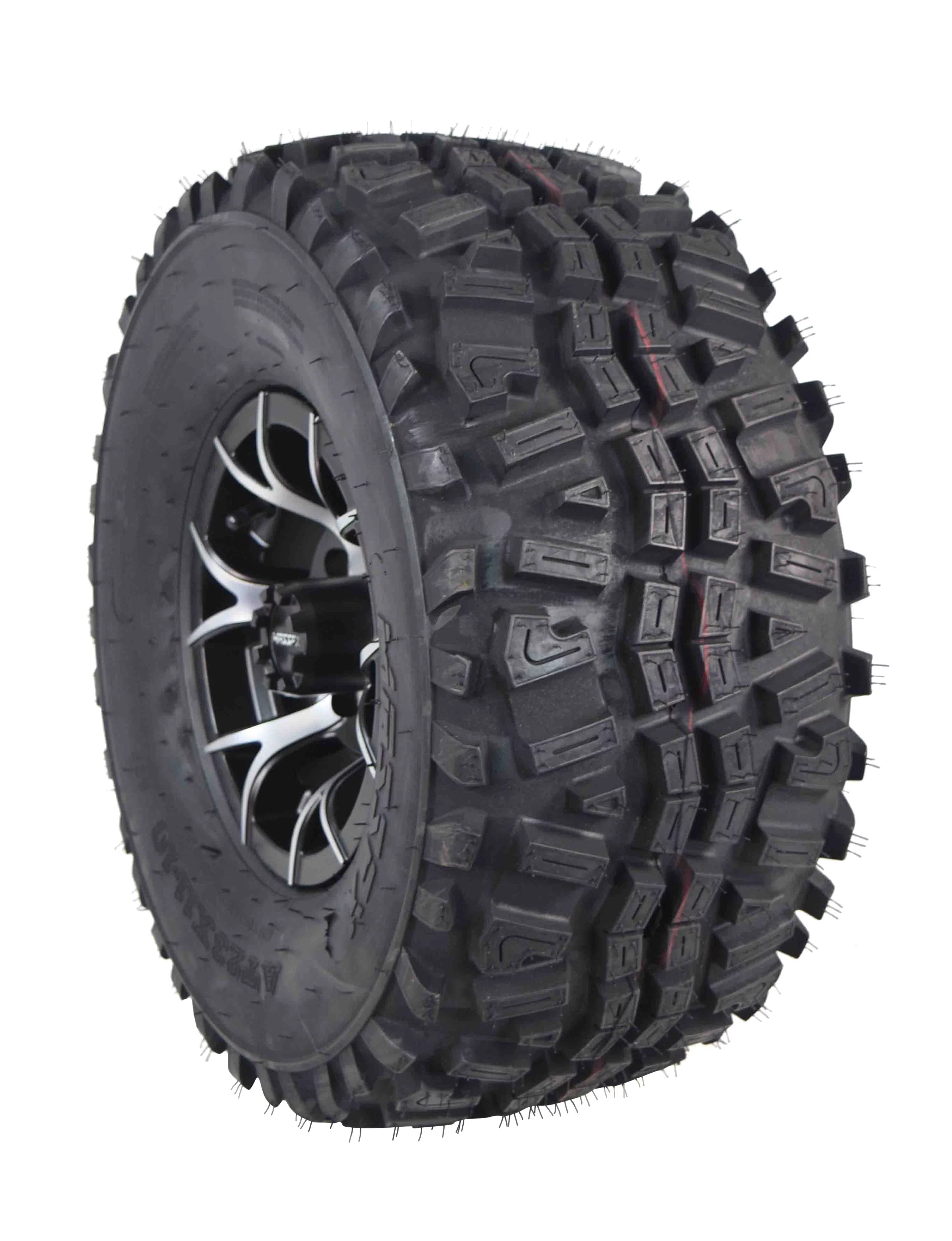 MASSFX 23x11-10 6 Ply Golf Cart Tire 23x11x10 & Black Wheel Kit A240 10x7 4/101.6 - Inhomebuy