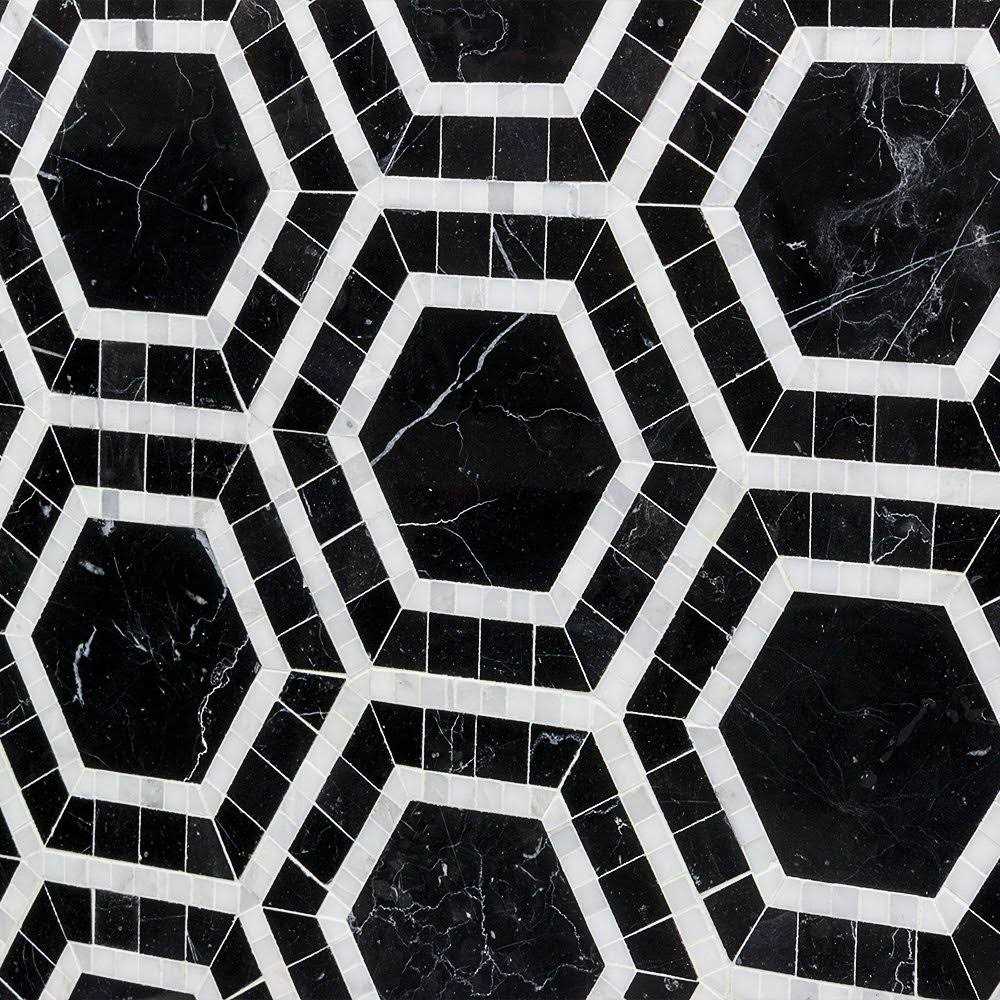 Zeta Random Sized Marble Honeycomb Mosaic Wall & Floor Tile Ivy Hill Tile - Inhomebuy