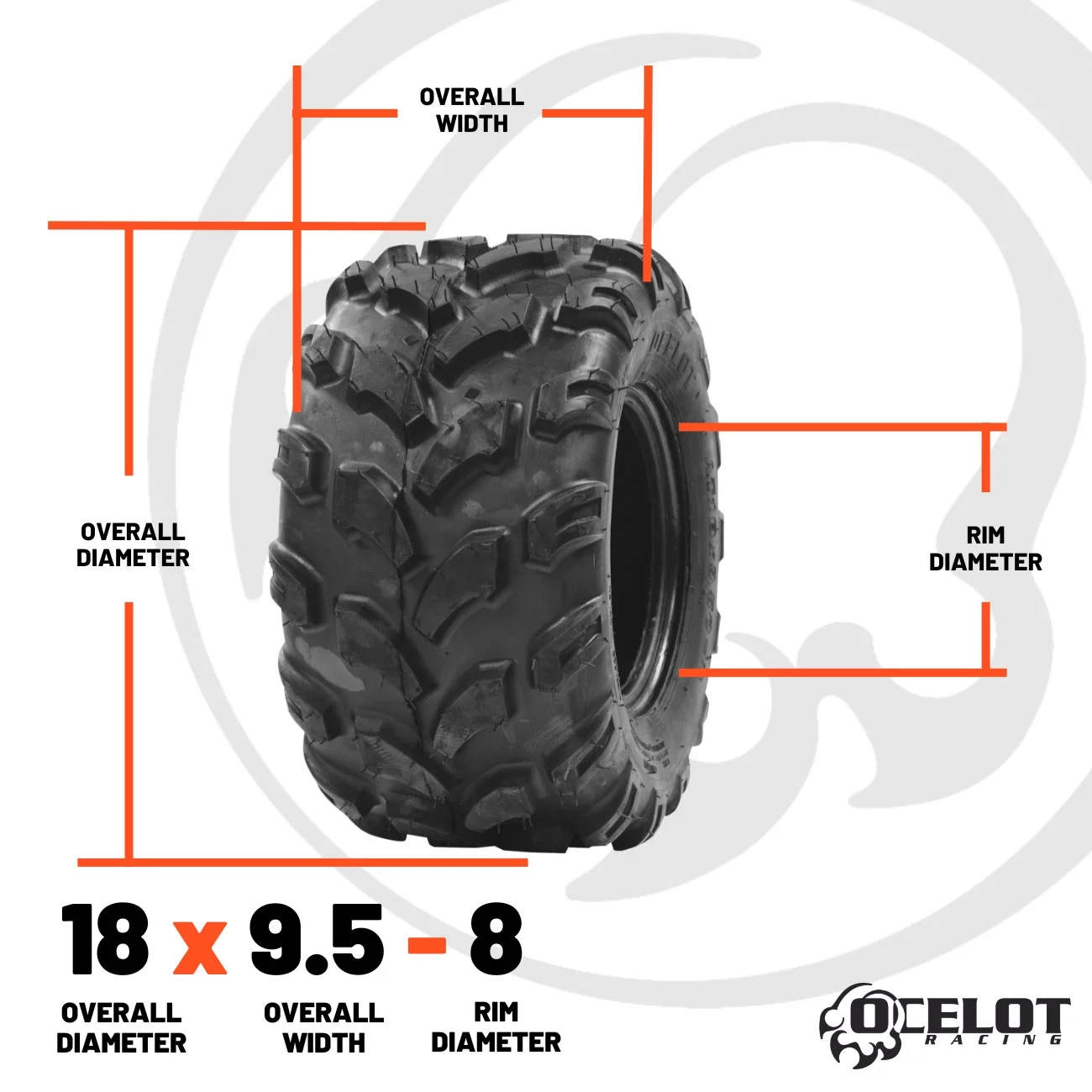 Ocelot Sport Quad ATV /UTV Tire All Terrain Bounty Hunter of fun 18x9.5-8 P311 - Inhomebuy
