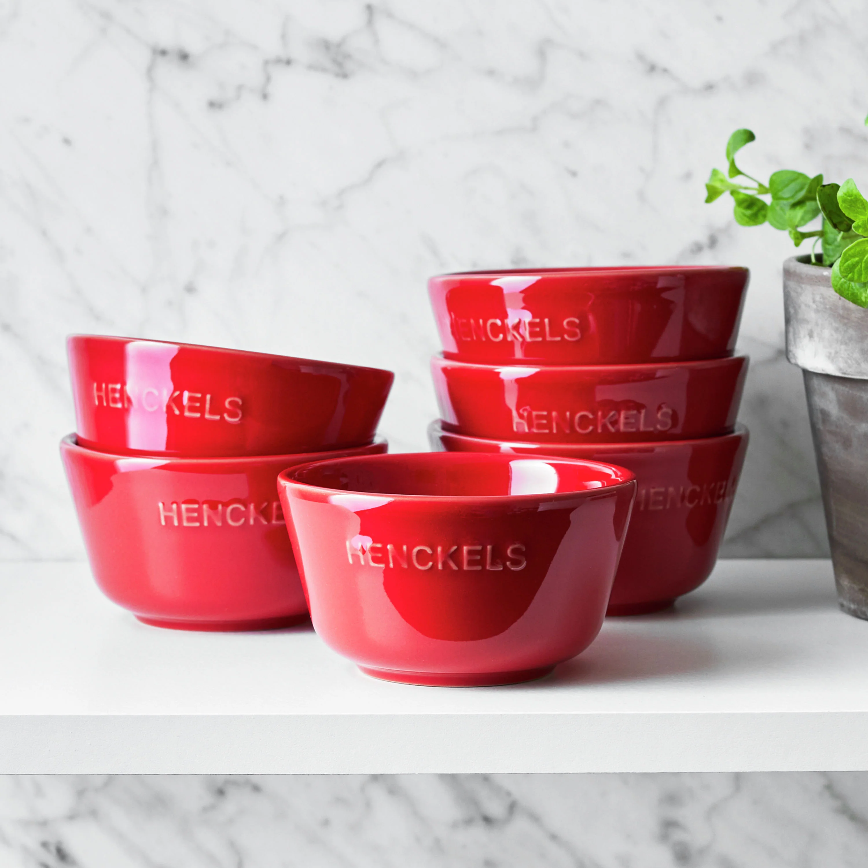 Henckels 6pc Ceramic Ramekin Set in Cherry Red, Ceramics Series - Inhomebuy
