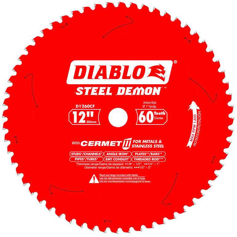 Diablo D1260CF 12 in x 60 Tooth Steel Demon Metal Cutting Saw Blade - Inhomebuy