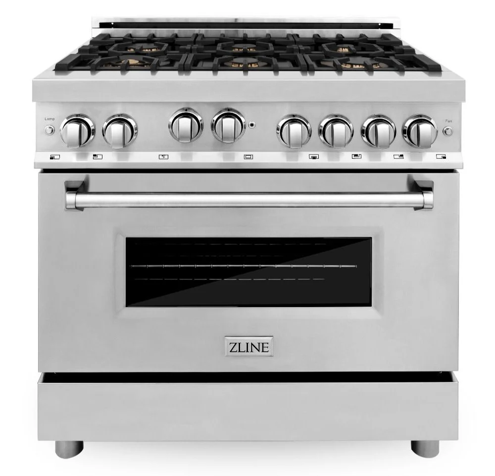 ZLINE 36 in. Professional Gas Burner/Gas Oven Gas in Stainless Steel with Brass Burners, RG-BR-36 - Inhomebuy
