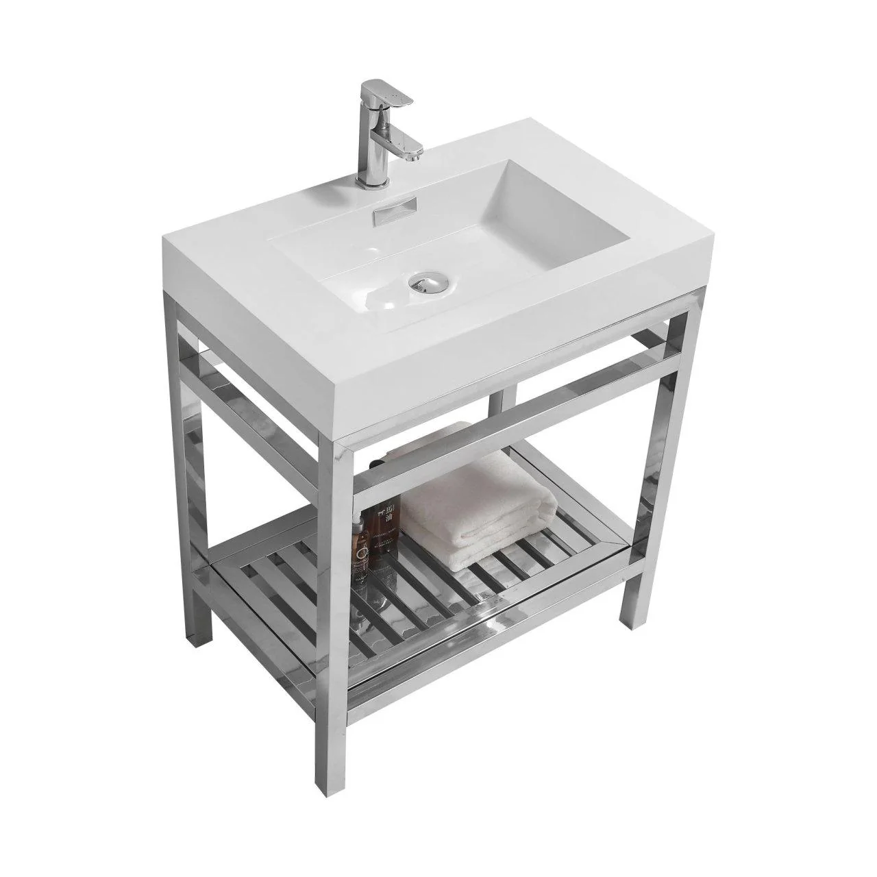 KubeBath Cisco 30 in. Stainless Steel Console with Acrylic Sink - Chrome, AC30 - Inhomebuy