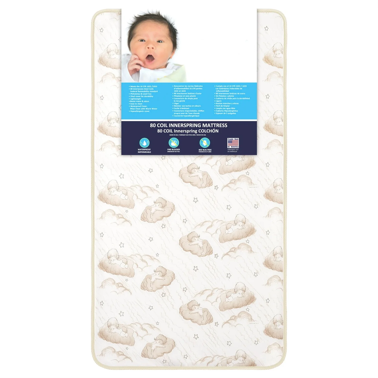 5 Inch Plush Coil Innerspring Waterproof Crib Mattress Made In USA - Inhomebuy