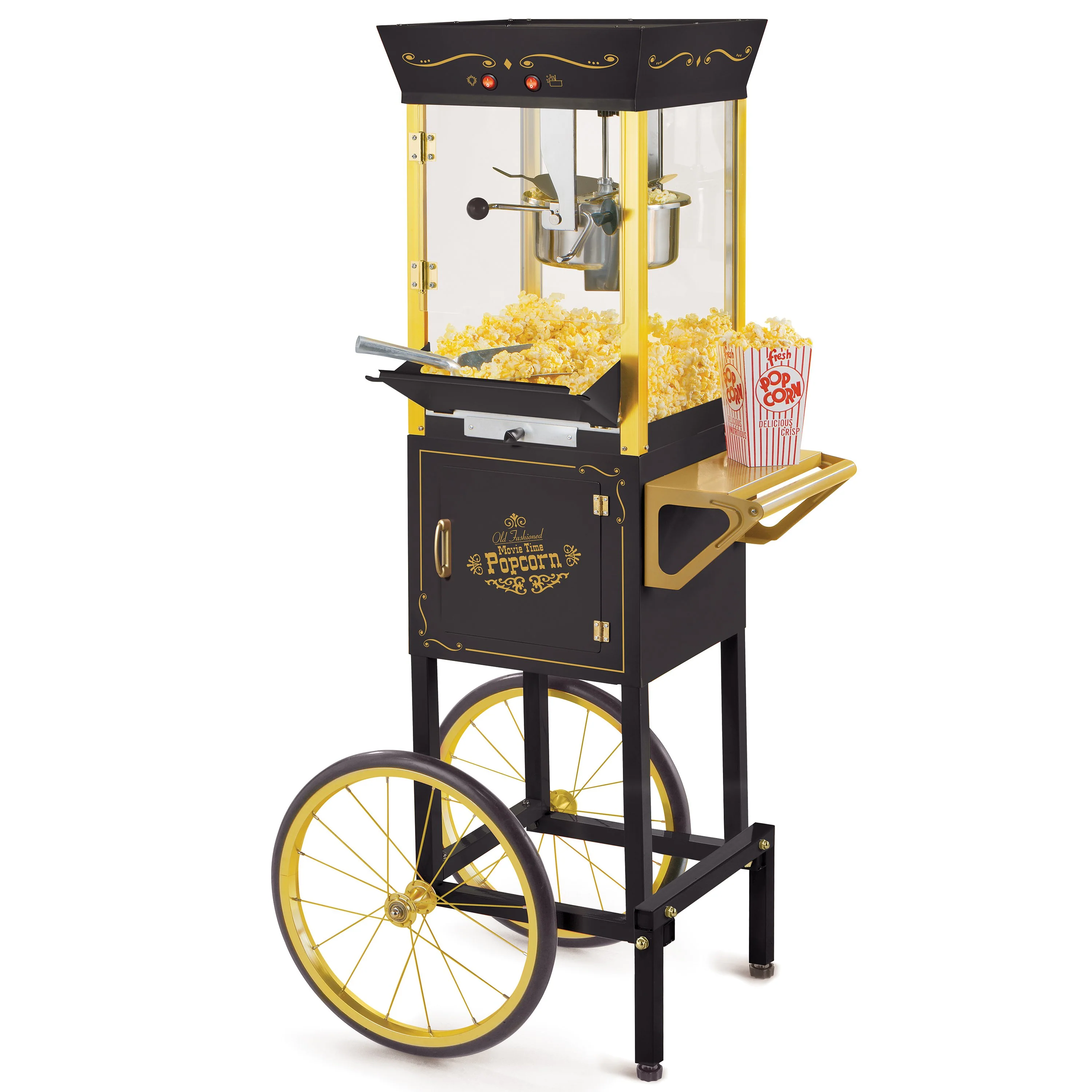 Vintage Professional Popcorn Cart - NEW 8-Ounce Kettle - 53 Inches Tall - Black - Inhomebuy