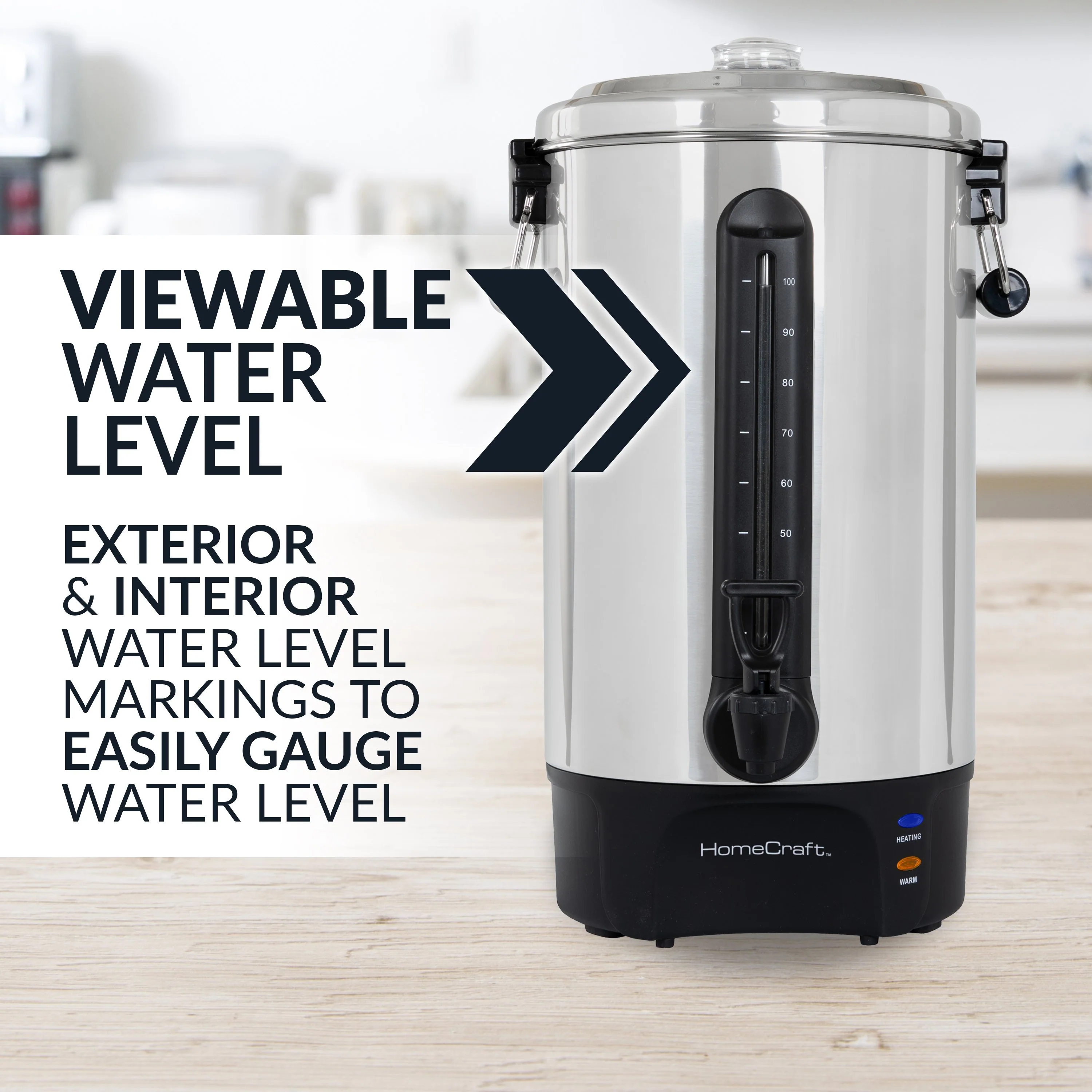 HomeCraft Quick-Brewing 1500-Watt Automatic 100-Cup Coffee Urn, Stainless Steel - Inhomebuy