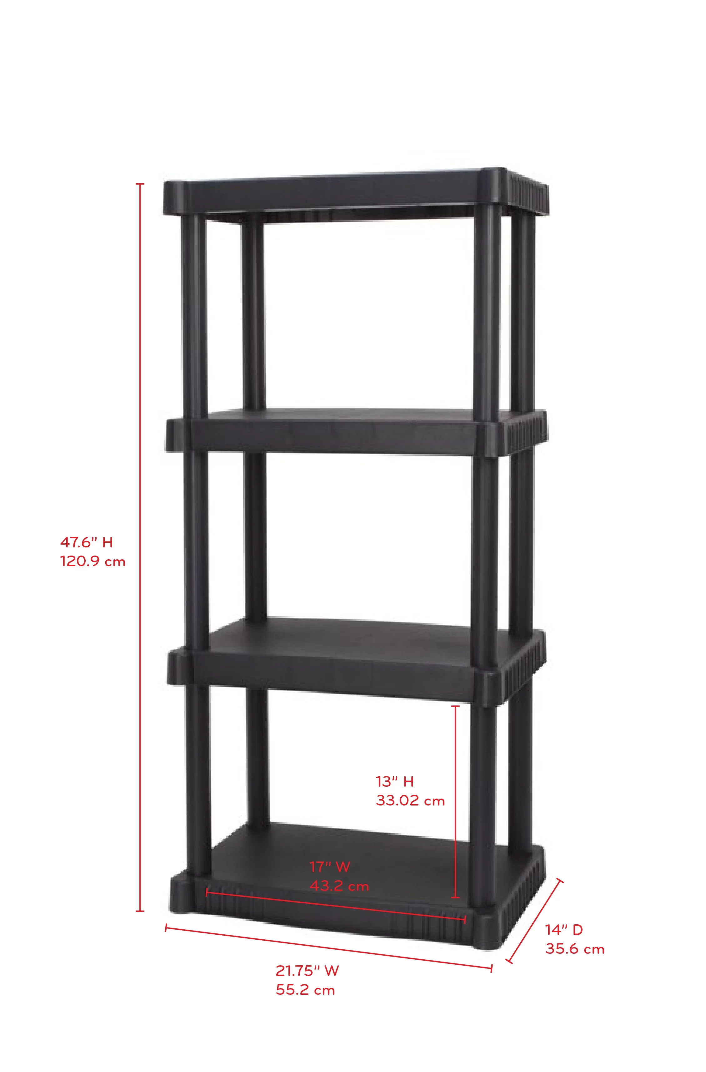 Hyper Tough 4-Shelf Plastic Garage Shelves, Black, Holds up to 340 lbs (3 Pack) - Inhomebuy