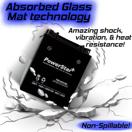 PowerStar YTX14AH-BS UTV Battery Compatible with Polaris Ranger 500 - Inhomebuy