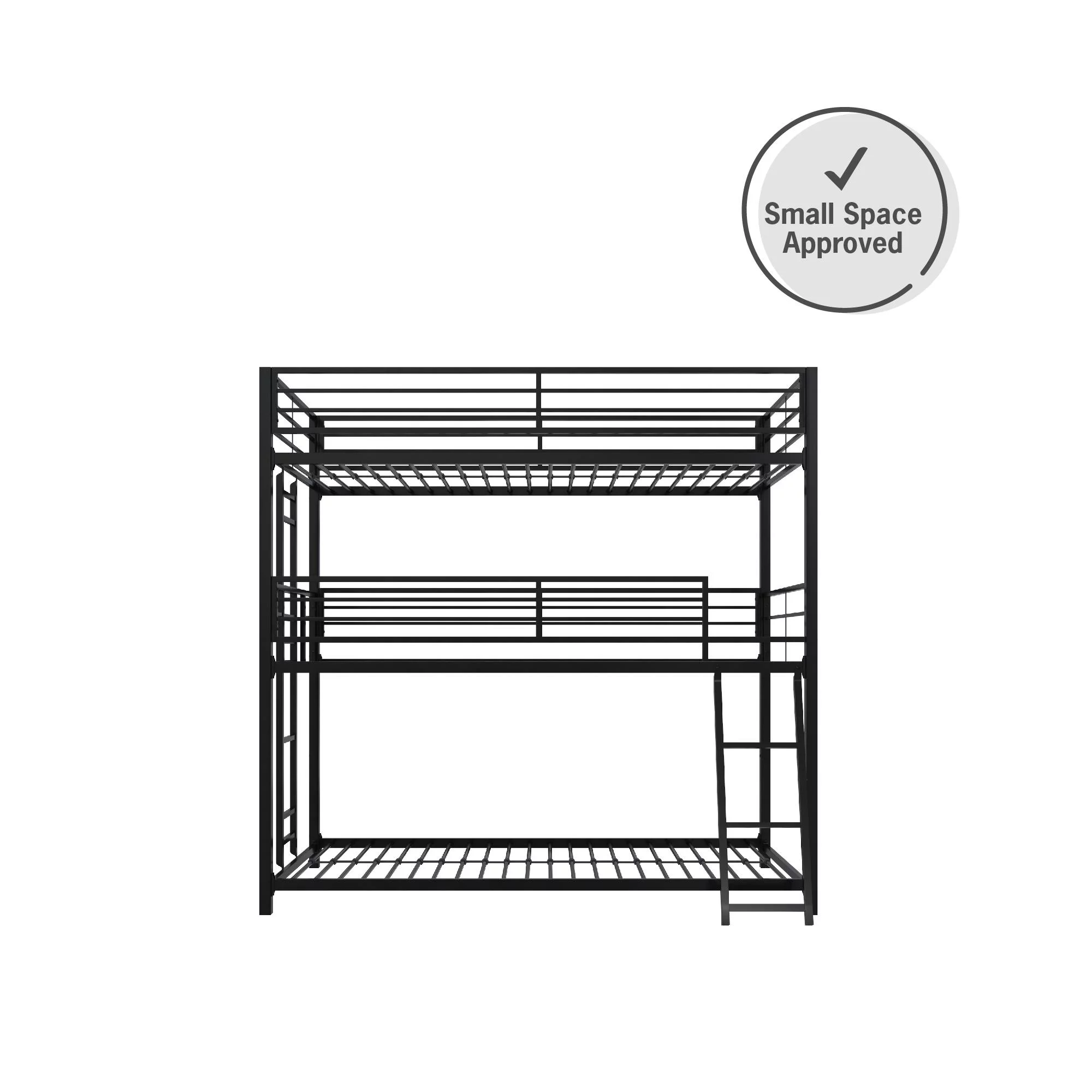 Your Zone June Triple Twin Metal Bunk Bed, Black - Inhomebuy
