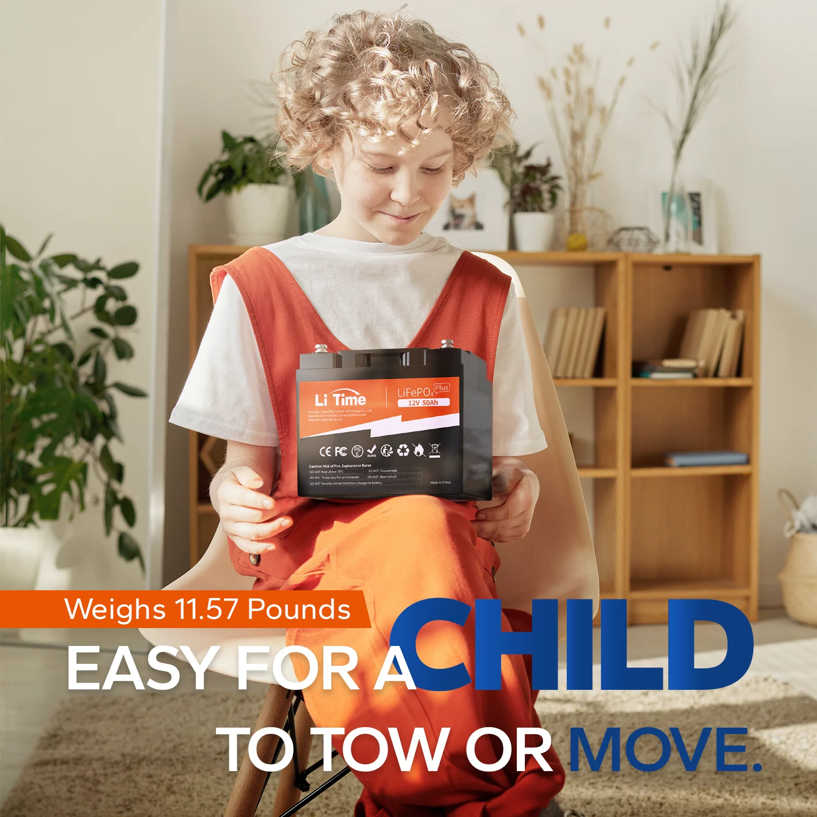 LiTime 12V 50Ah LiFePO4 Lithium Ion Battery, 4000+ Cycles, Lighter LiFePO4 Battery for Camping Trolling Motor Boat - Inhomebuy