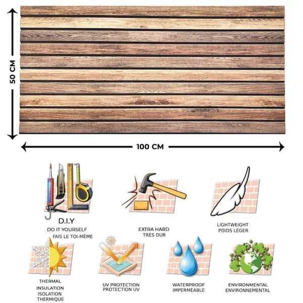 Dundee Deco Brown Faux Wood Styrofoam 3D Decorative Wall - Inhomebuy