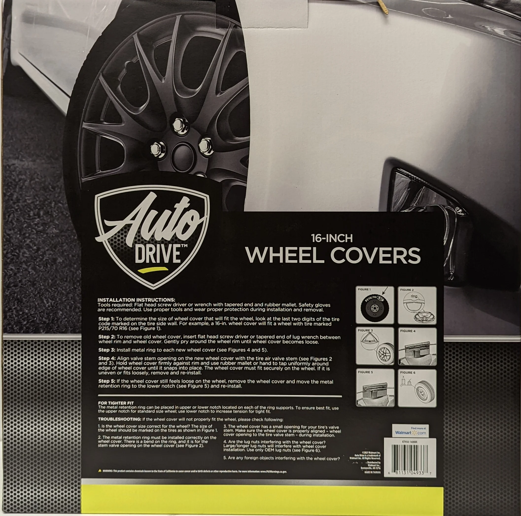 Auto Drive 16-in Wheel Cover, KT950-16MBK - Inhomebuy
