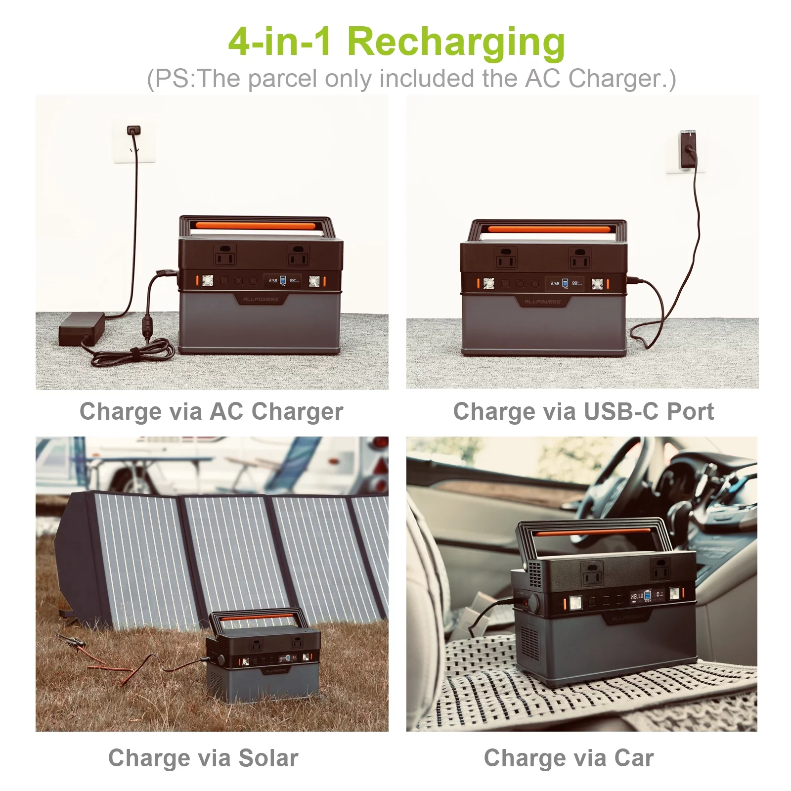 ALLPOWERS 288Wh 300W Portable Power Station with 100W Foldable Solar Panel, S300 Solar Generator Kit, Backup Battery for Camping Travel off-Grid [Shipping Separately] - Inhomebuy