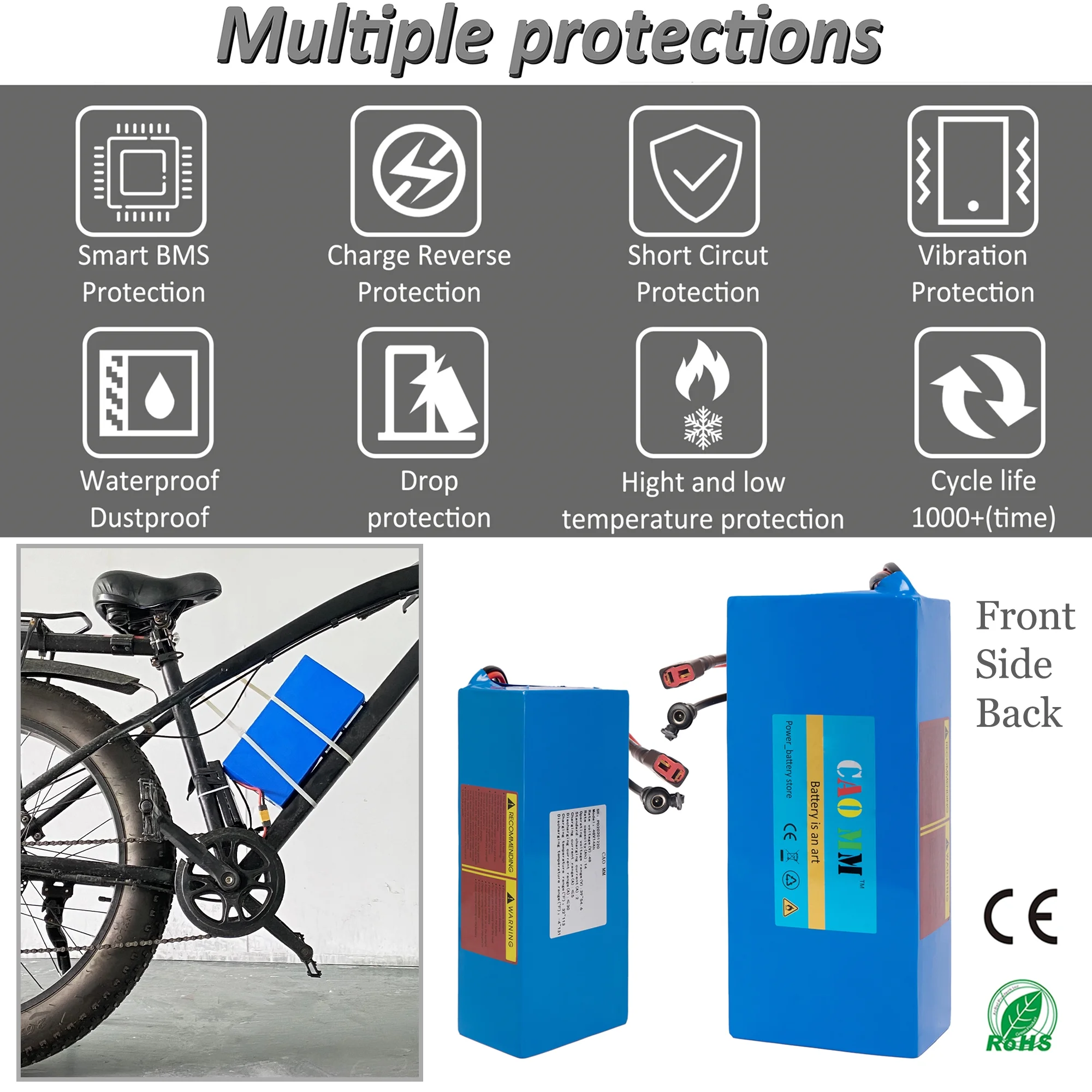 48V 10Ah Ebike Battery with Charger XT90 48V Scooter Lithium Battery for 1000W Electric Bike Motor - Inhomebuy