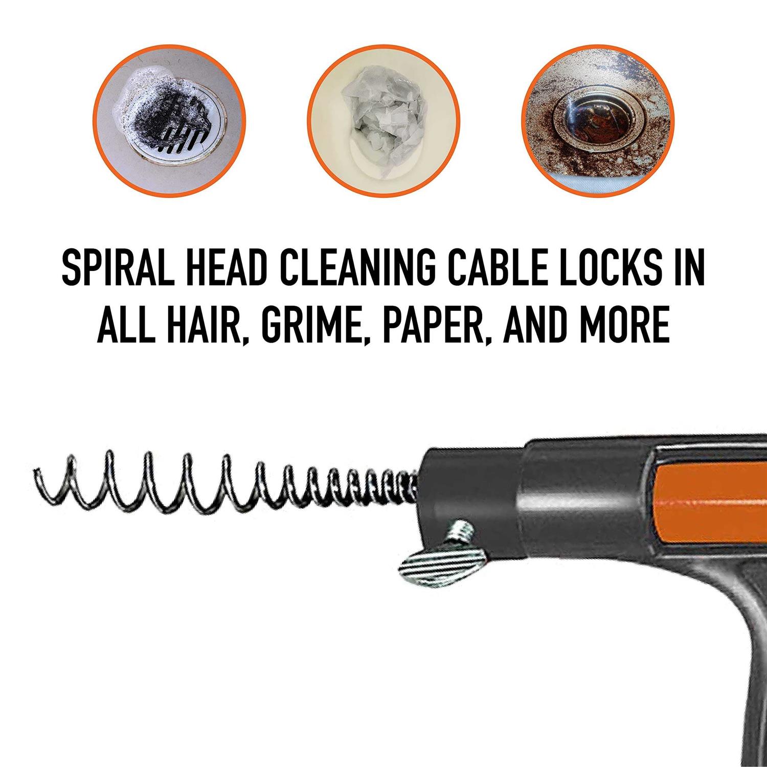 Drainx Heavy-Duty-Steel Pro Drum Drain Auger, 25 Ft., with Work Gloves and Carrying Pouch - Inhomebuy