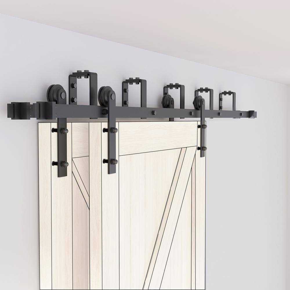WINSOON Sliding Barn Door Hardware Bypass Double Door Kit for Double Wooden Doors Closet Kitchen Kit - Inhomebuy