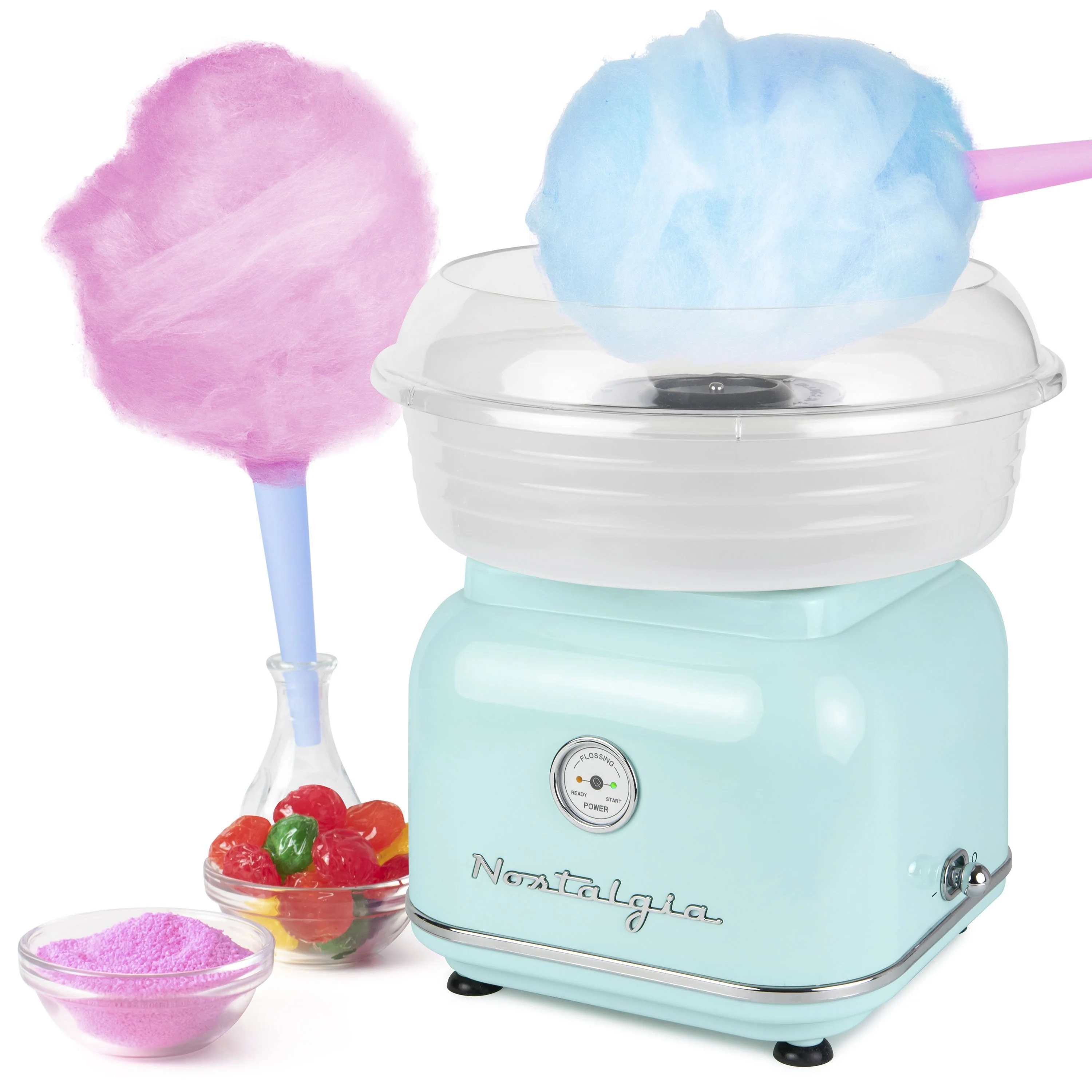 Classic Retro Hard & Sugar-Free Candy Cotton Candy Maker, Aqua - Inhomebuy