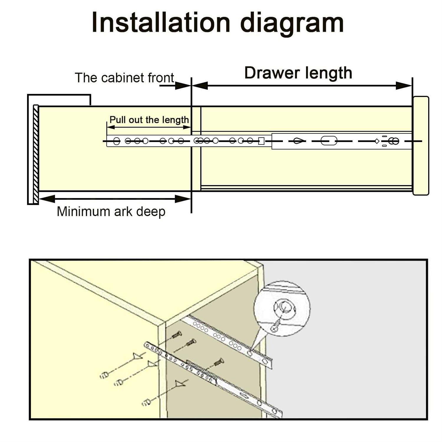 yoohey Metal Drawer Slides Ball Bearing Two Way Slide Track Rail 0.7 inch Wide - Inhomebuy
