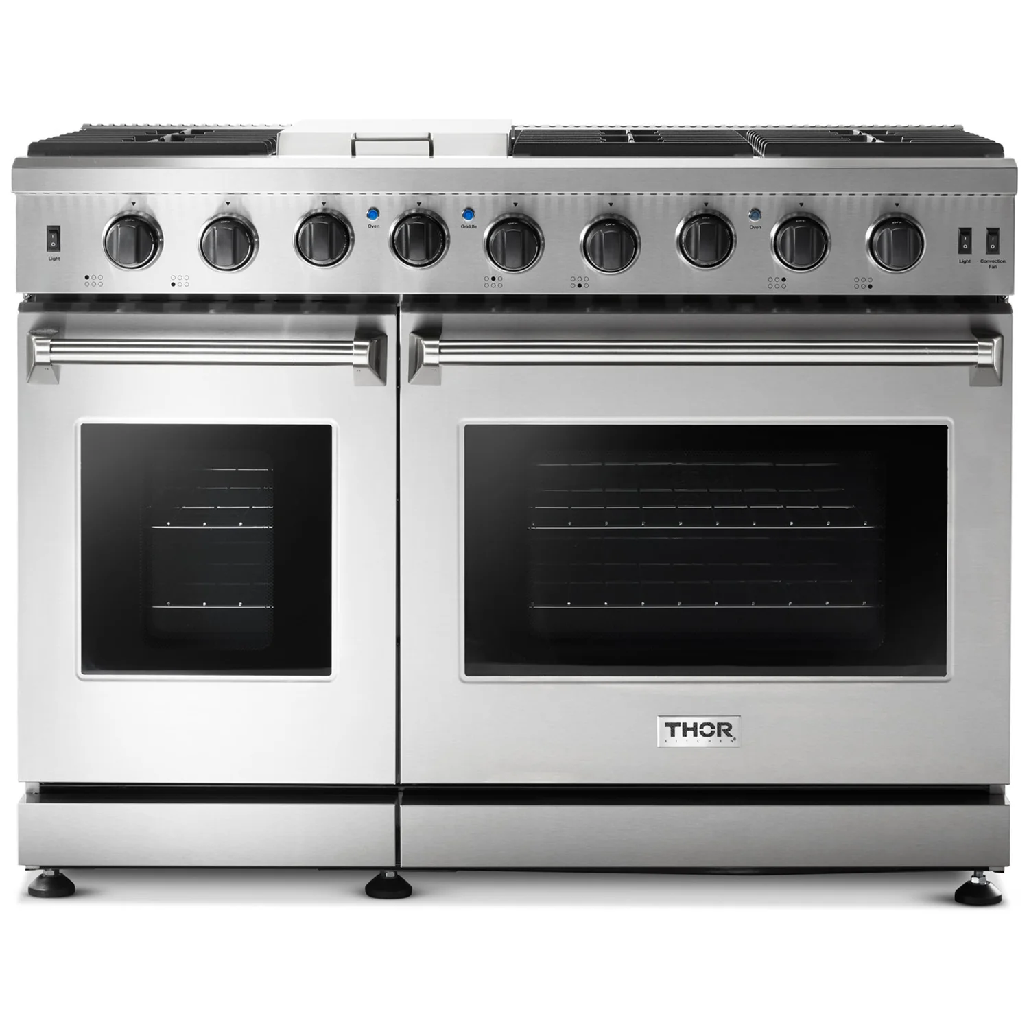 Thor Kitchen 48 in. 6.8 cu. ft. Double Oven Natural Gas Range in Stainless Steel, LRG4807U - Inhomebuy