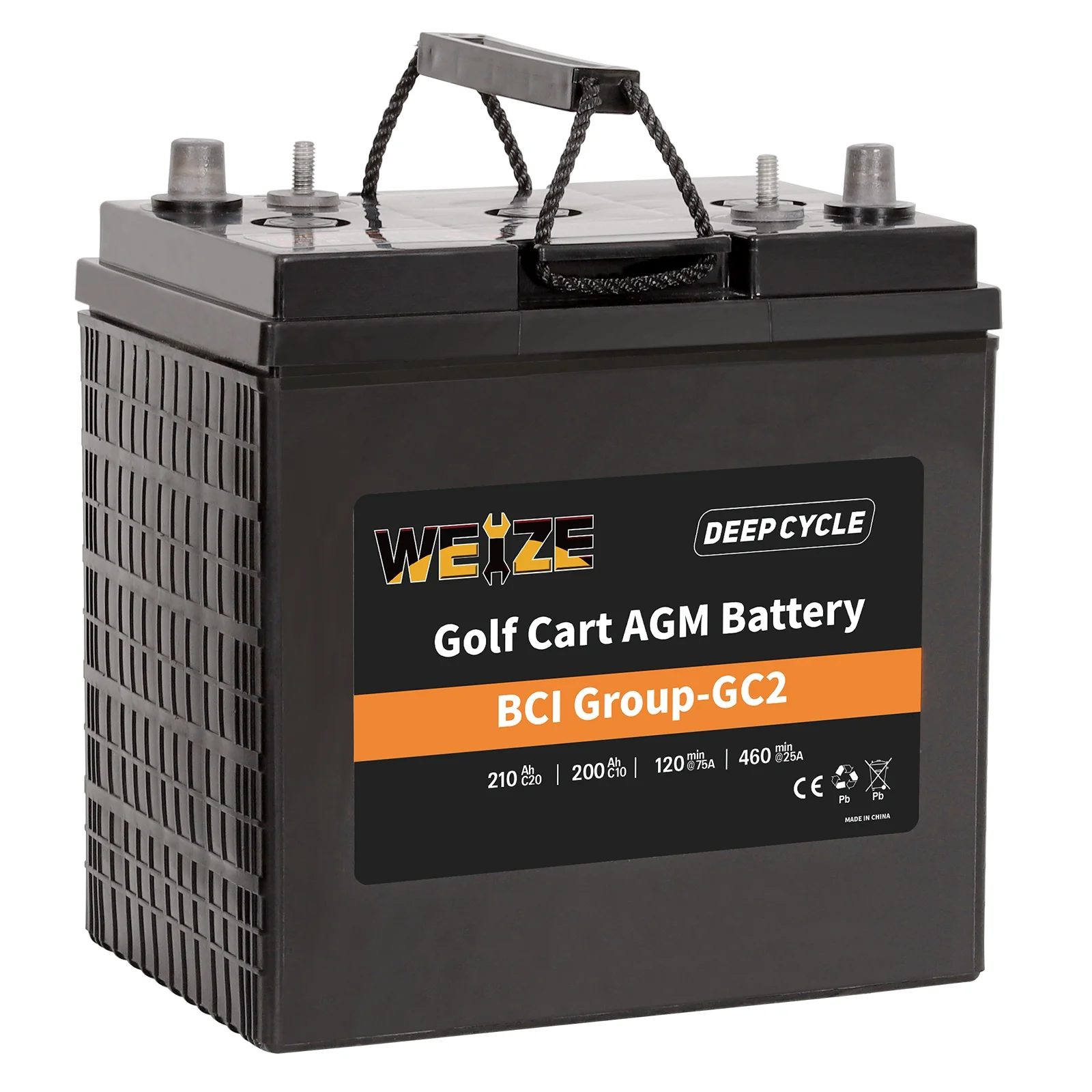 Weize Golf Cart Battery, 6V 210ah BCI Group GC2 Deep Cycle AGM Scrubber Battery - Inhomebuy