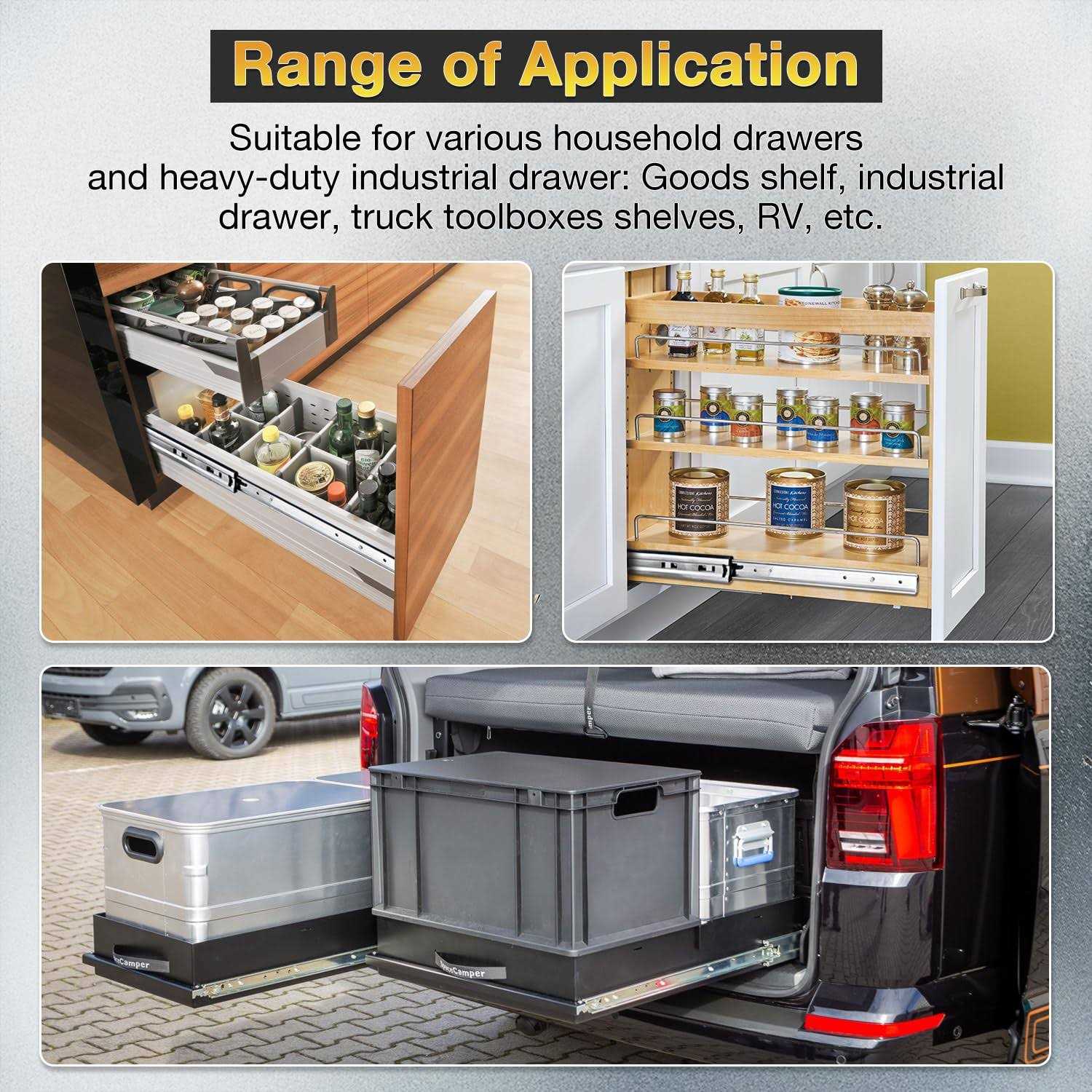 YENUO Heavy Duty Drawer Runners Slides with Lock 400 500 600 700 800 900 1000 Full Extension Ball Bearing Rails - Inhomebuy