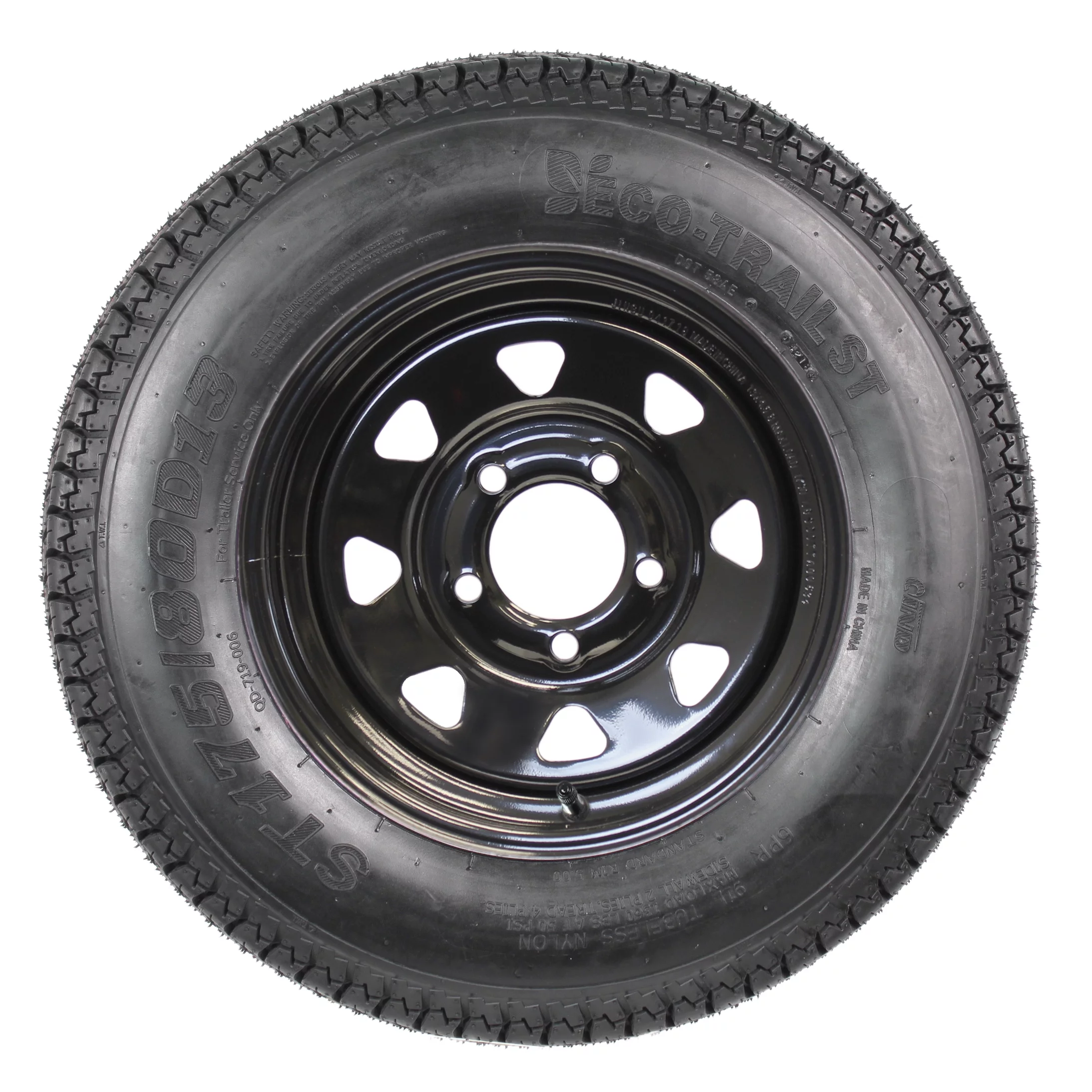 2-Pk Mounted Trailer Tire Black Spoke Wheel Rim ST175/80D13 C 175/80D13 13 5-4.5 - Inhomebuy