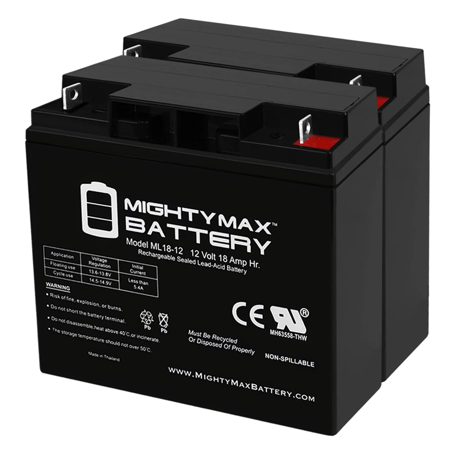 12V 18AH SLA Battery for Pride Mobility Revo Scooter - 2 Pack - Inhomebuy