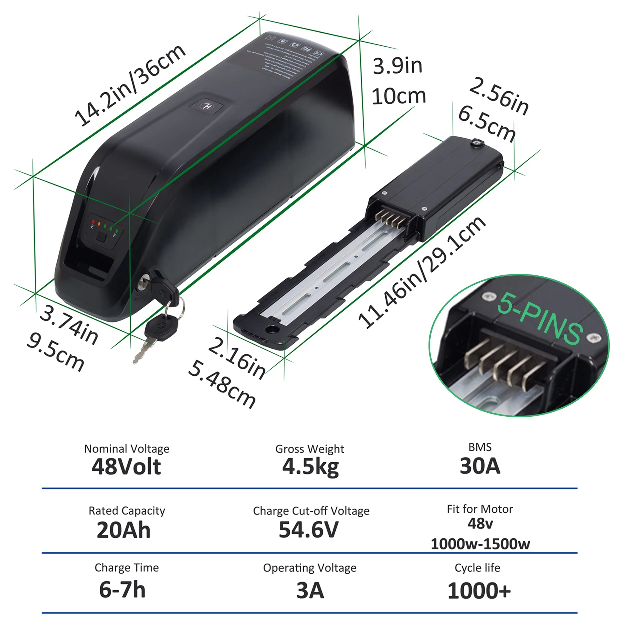 48V 20AH Ebike Battery with Charger 48V Lithium Battery Tricycle Battery for 750W-1500W Adult Electric Bike - Inhomebuy