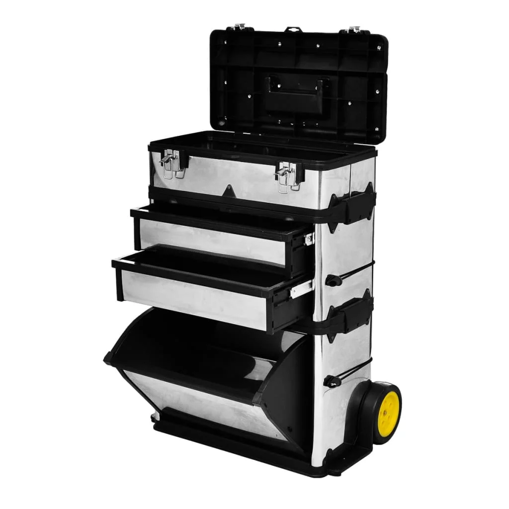 vidaXL 3-Part Rolling Tool Box with 2 Wheels - Inhomebuy