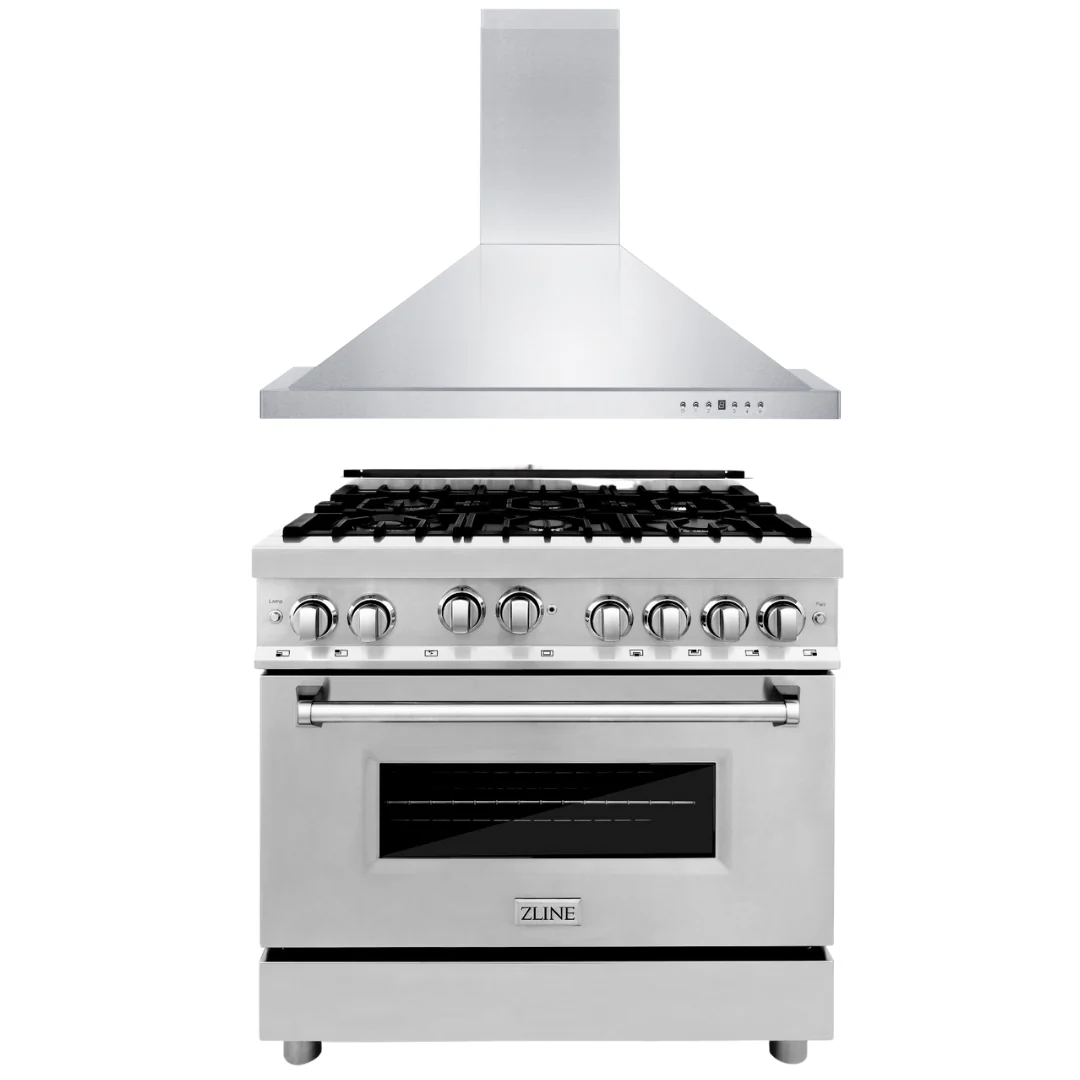ZLINE Appliances Set – ZLINE 36 Range Package – Includes ZLINE 36 Range All Gas, ZLINE 36 Range Hood, AS-RG36 - Inhomebuy
