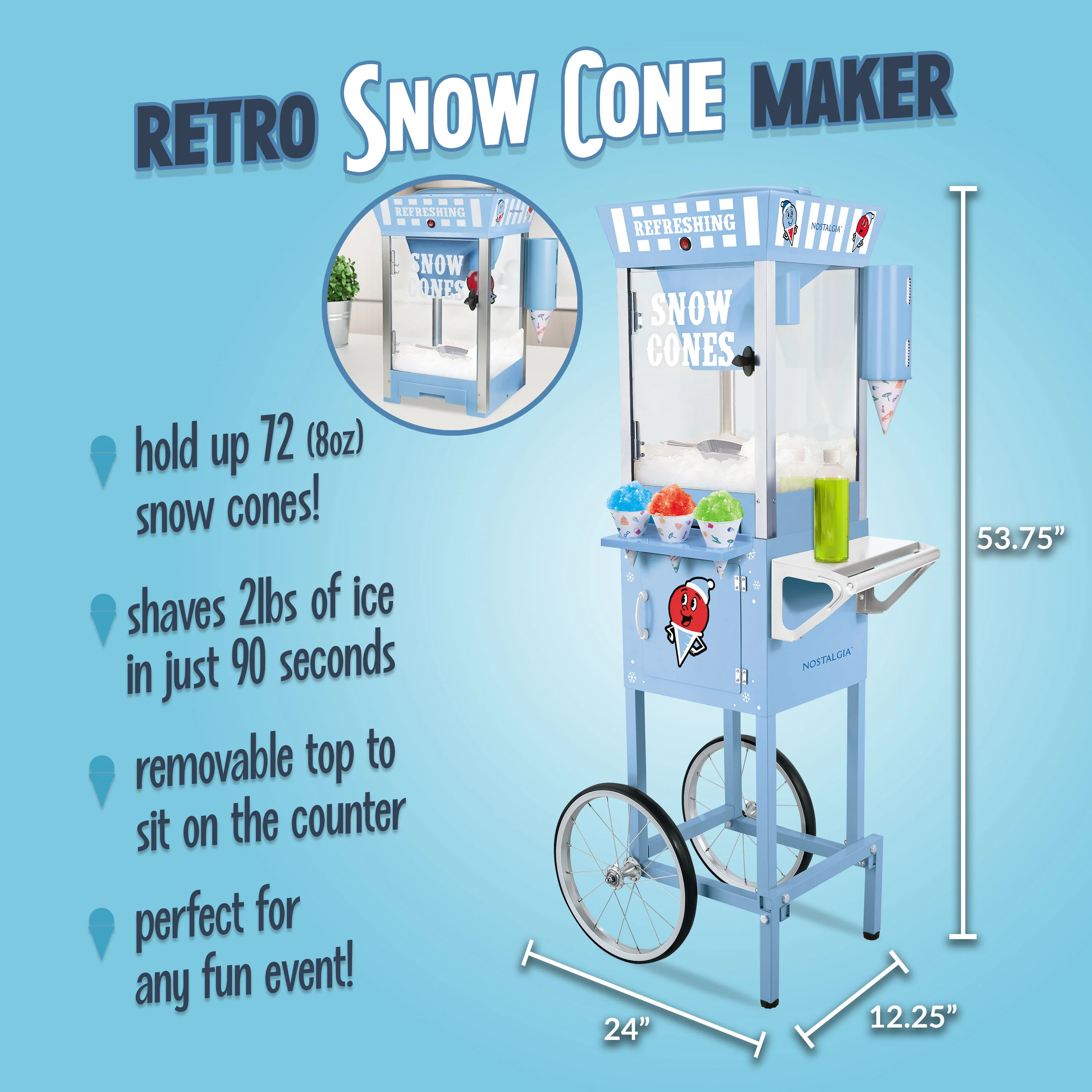 54-Inch Tall Snow Cone Cart - Inhomebuy