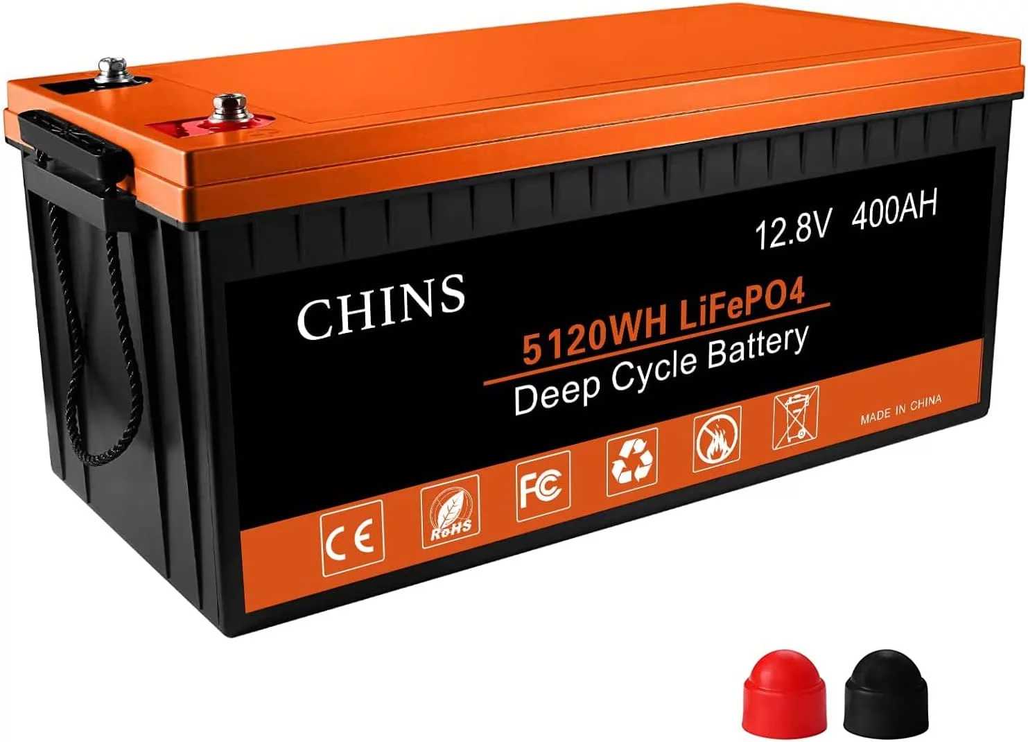 CHINS Smart LiFePO4 Lithium Iron Battery 12.8V 100Ah for Boat Fishing - Inhomebuy