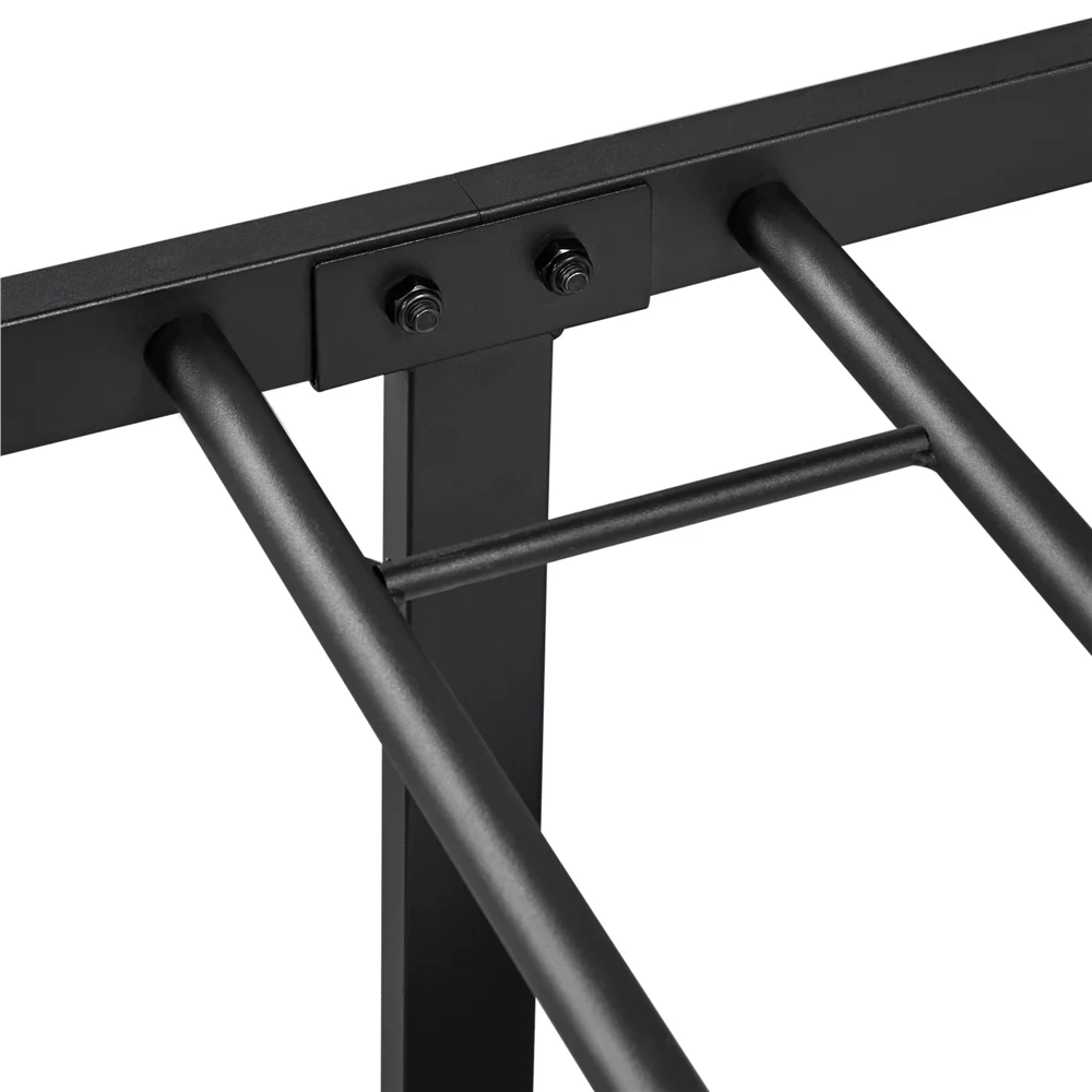 Alden Design Metal Platform Queen Bed with High Headboard, Black - Inhomebuy