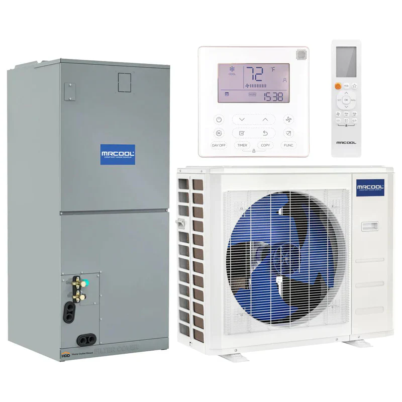 MRCOOL 36K BTU Hyper Heat Central Ducted Air Handler and Heat Pump Condenser - 16 SEER2, CENTRAL-36-HP-230A00 - Inhomebuy