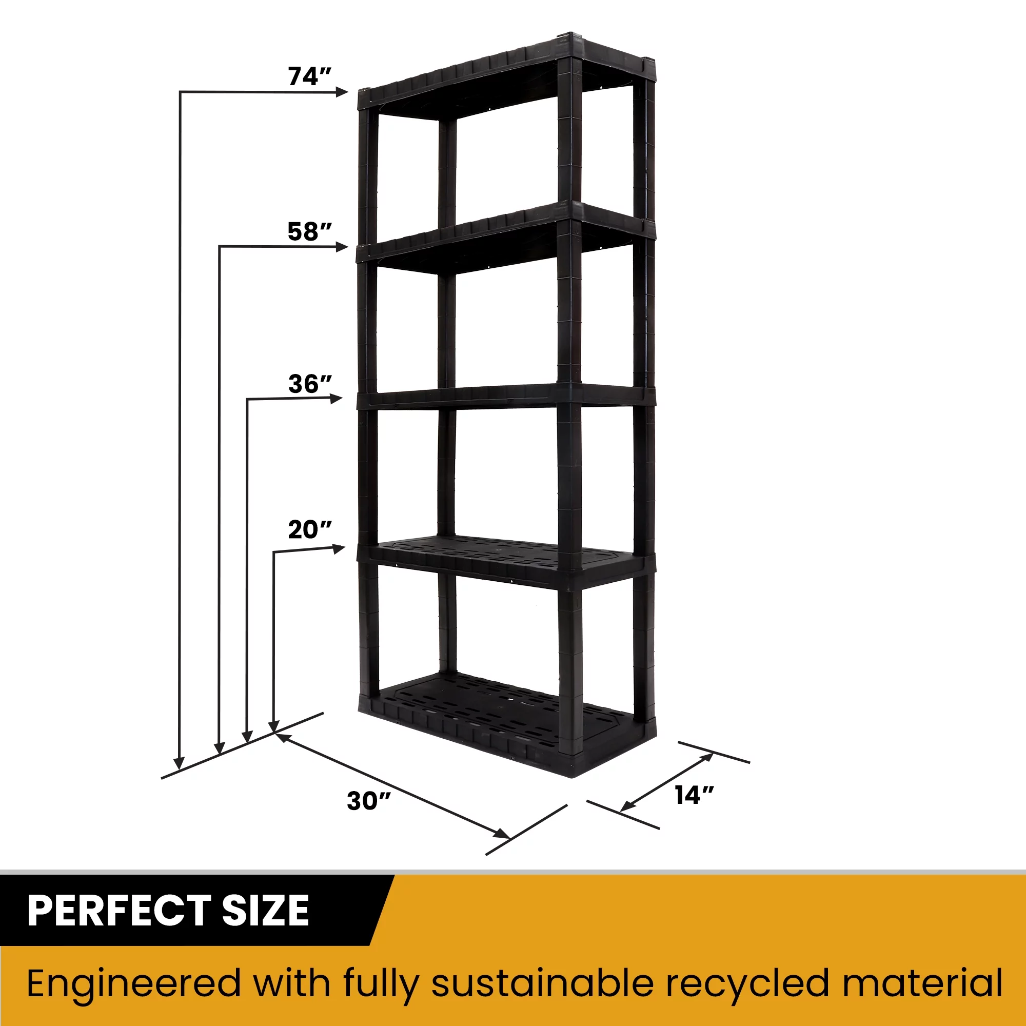 Hyper Tough 5-Tier Shelving Unit, W30 x D14 x H75