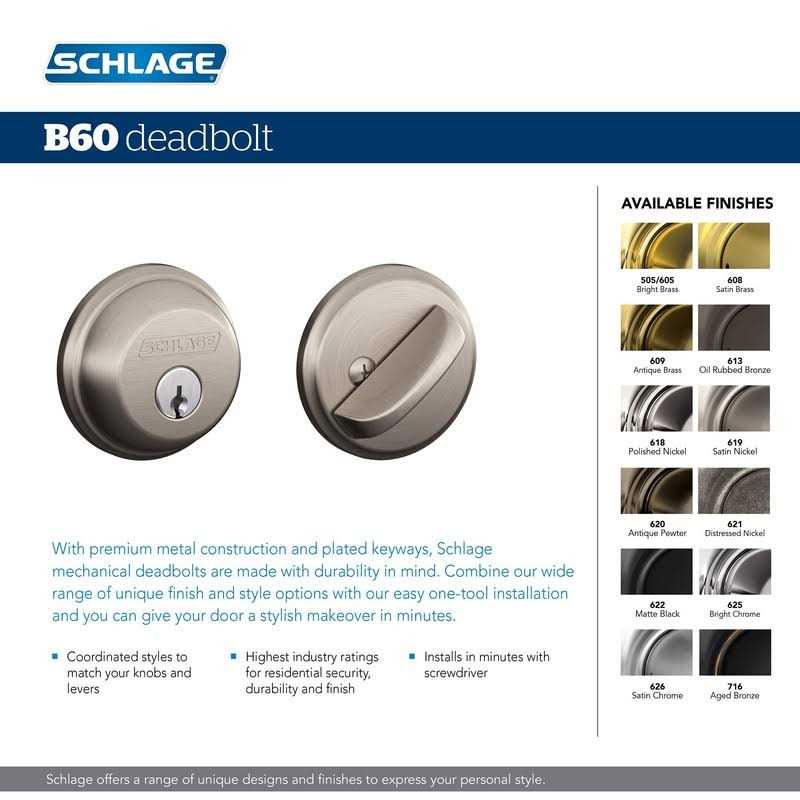 Schlage Bright Brass Single Cylinder Deadbolt - Inhomebuy
