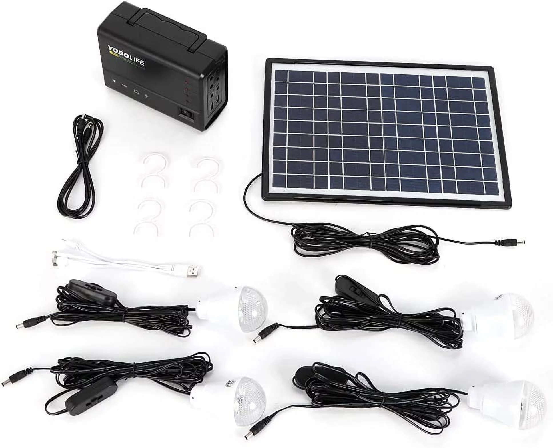 AC 110-220V Portable Solar Generator with Solar Panel,Included 4 Sets LED Lights,Solar Power - Inhomebuy