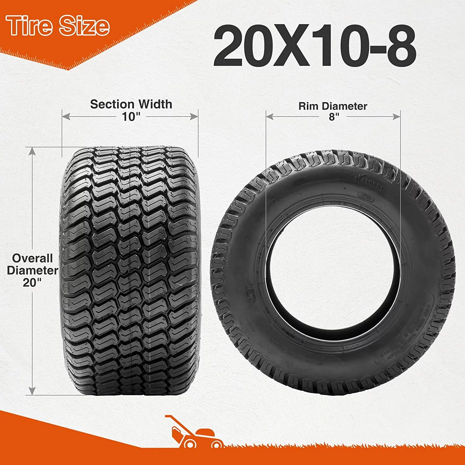 HALBERD 4PR Lawn  Garden Tires 20x10-8  20x10x8 Turf Saver Tubeless ATV  Tires Set of 2 - Inhomebuy