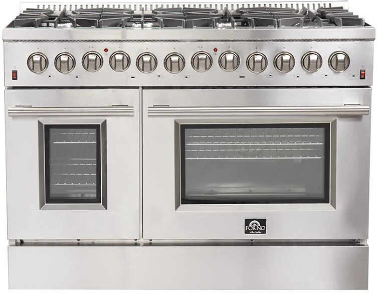 Forno 48 Inch Galiano Gas Burner and Electric Oven Range in Stainless Steel with 8 Italian Burners, FFSGS6156-48 - Inhomebuy